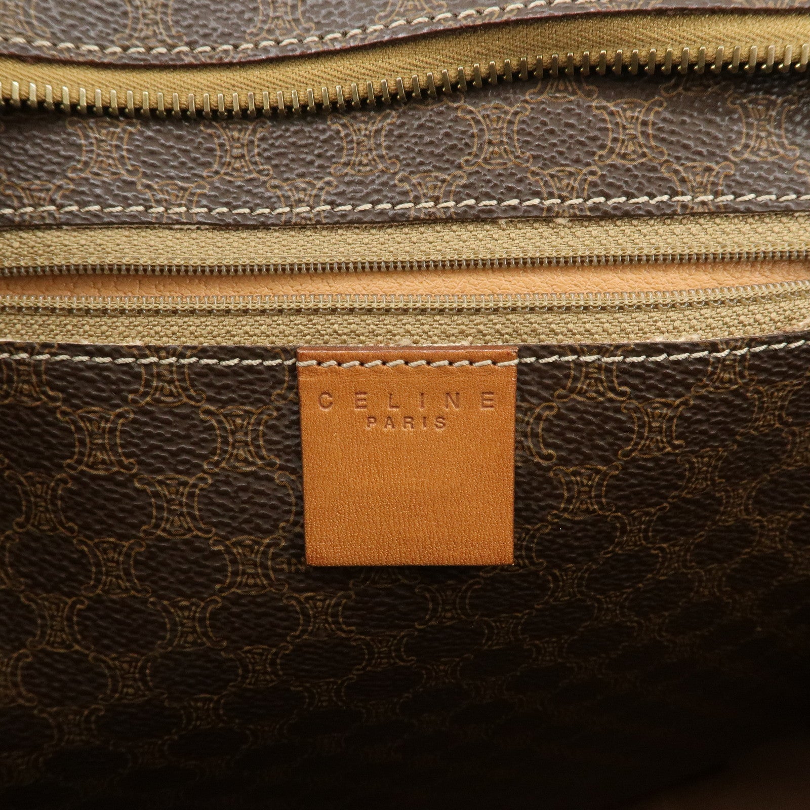 CELINE Macadam PVC Leather Tote Bag Shoulder Bag Brown