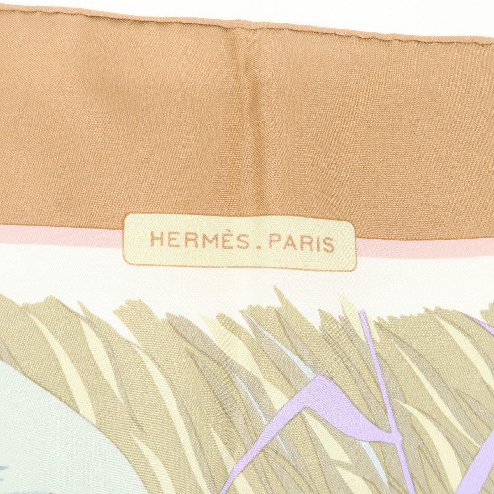 HERMES Carre 90 Silk 100% Scarf COLS VERTS Brown Used