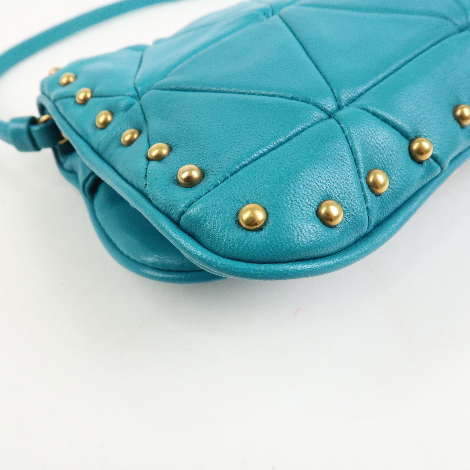 MIUMIU Matelasse Leather 2 Way Bag Shoulder Bag Blue RP0169