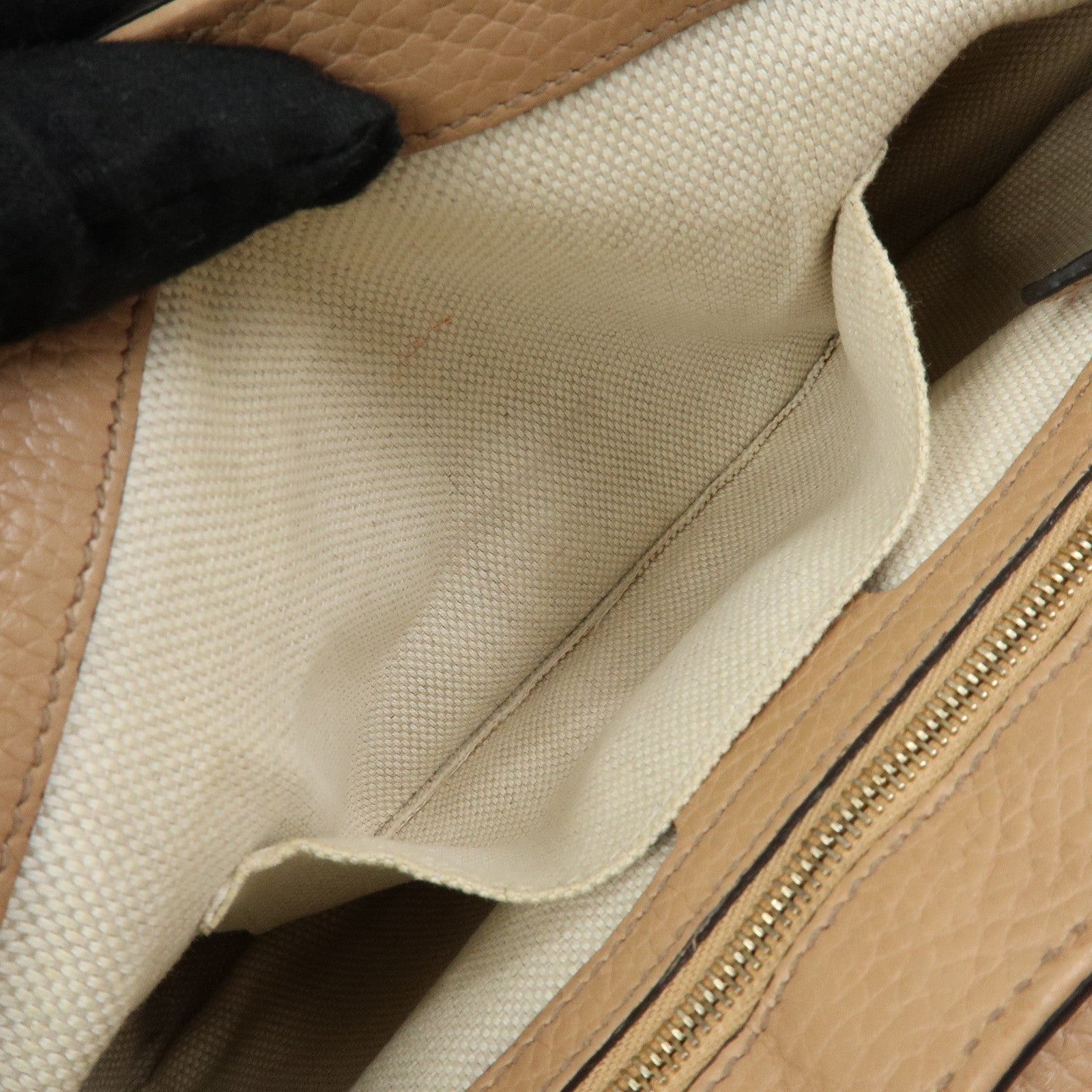 GUCCI SOHO Leather Chain Shoulder Bag Crossbody Bag Beige 536224