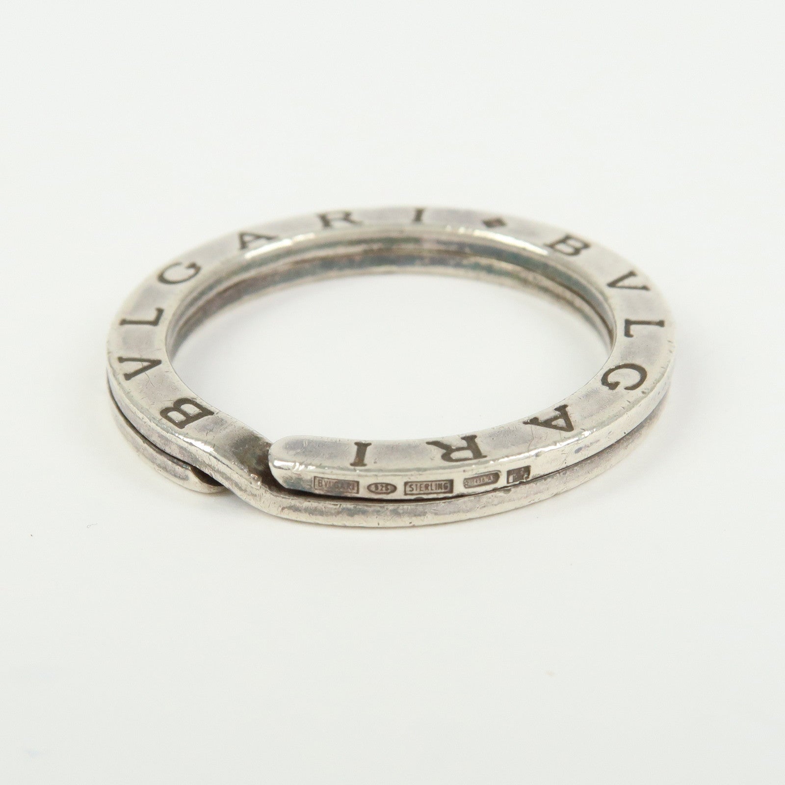 BVLGARI Double Logo Bag Charm Key Ring SV925 Silver