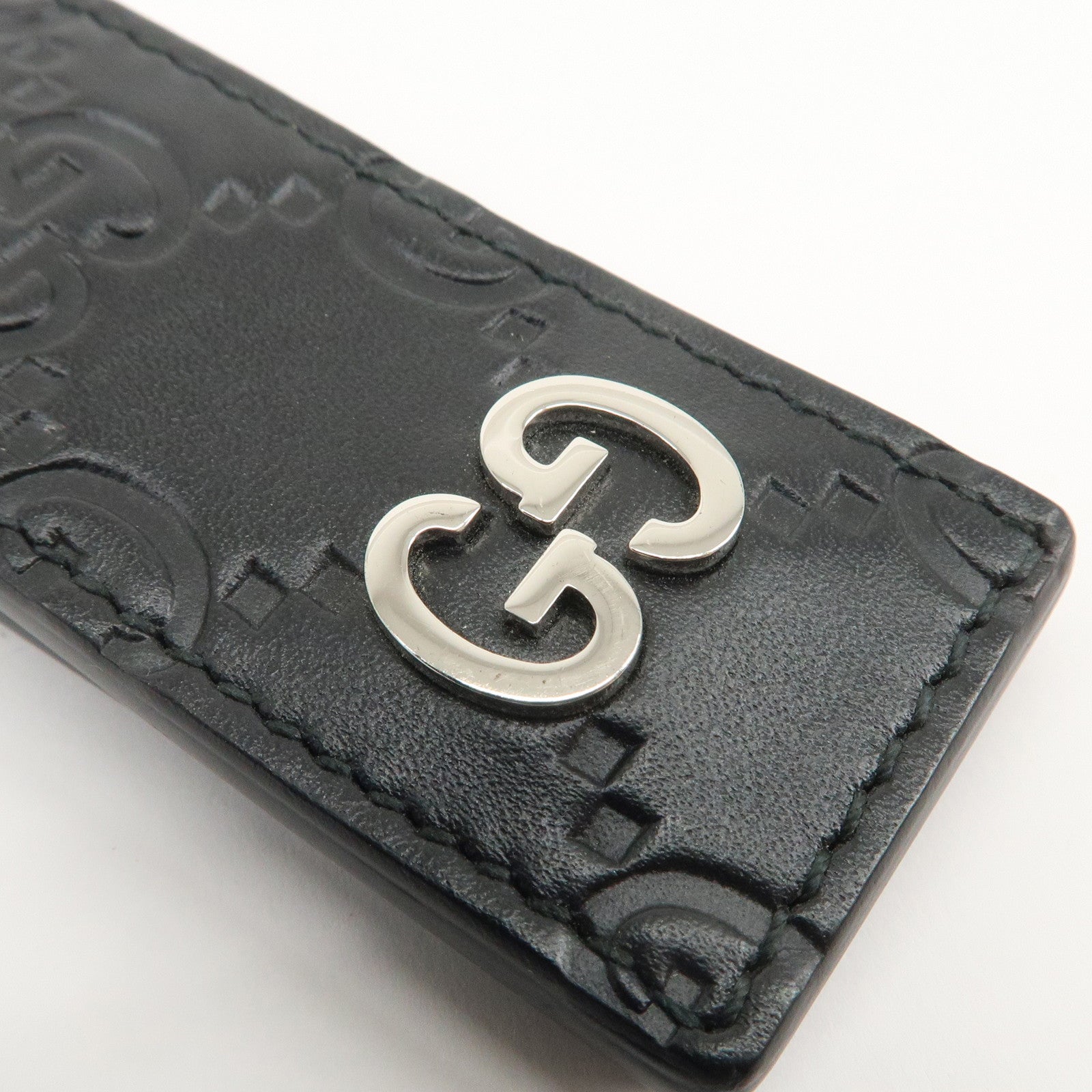 GUCCI Guccissima Leather Money Clip Bills Clip Black