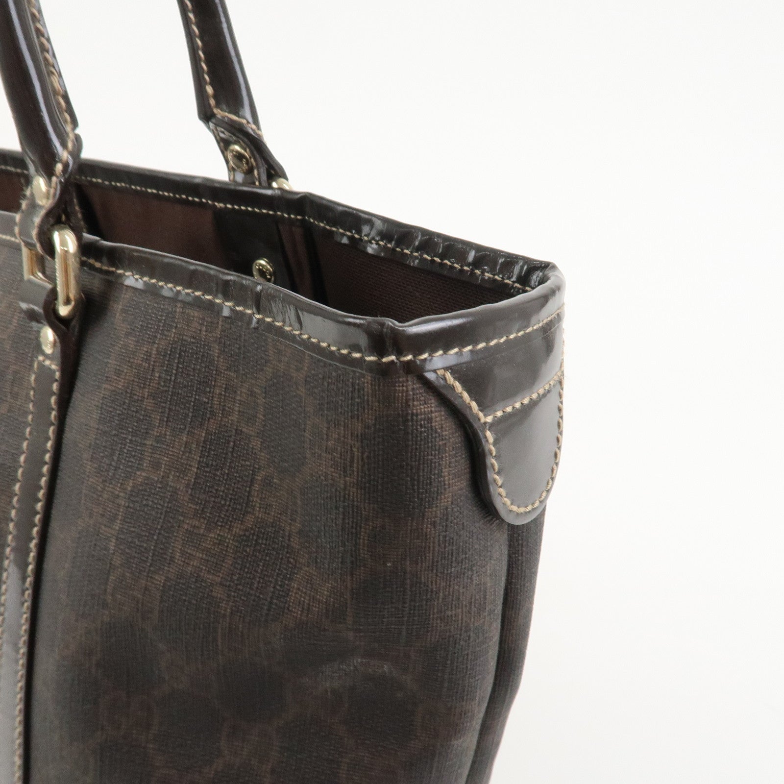 GUCCI GG Supreme Tote Bag Shoulder Bag Dark Brown 197953