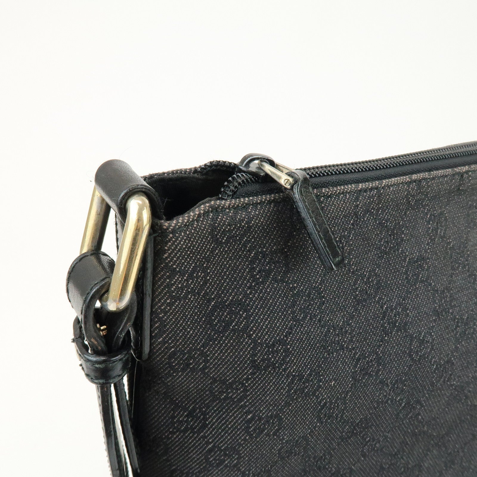 GUCCI GG Monogram GG Denim Shoulder Crossbody Bag Black 190628