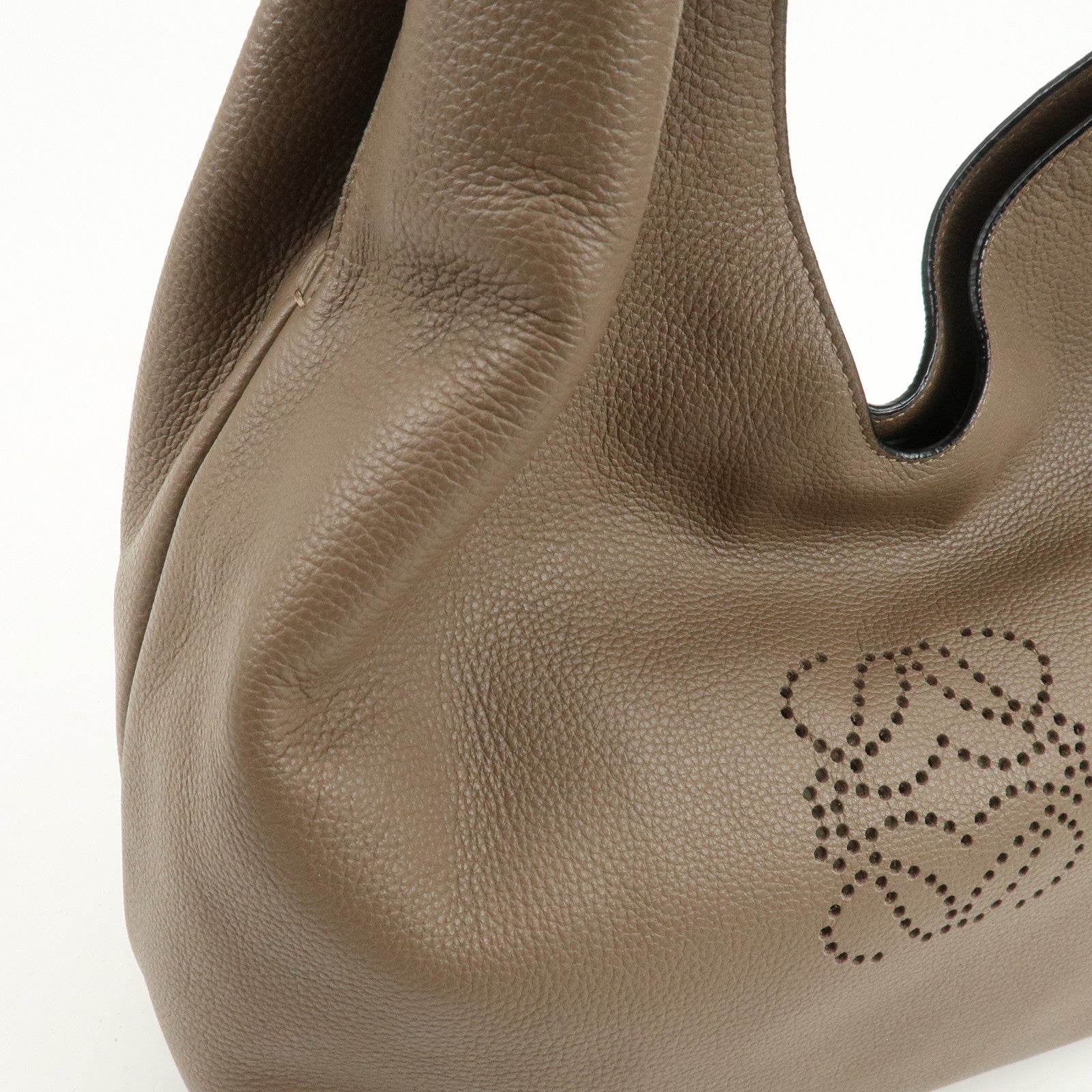 LOEWE Dunas Anagram Calfskin Shoulder Bag Hand Bag Brown