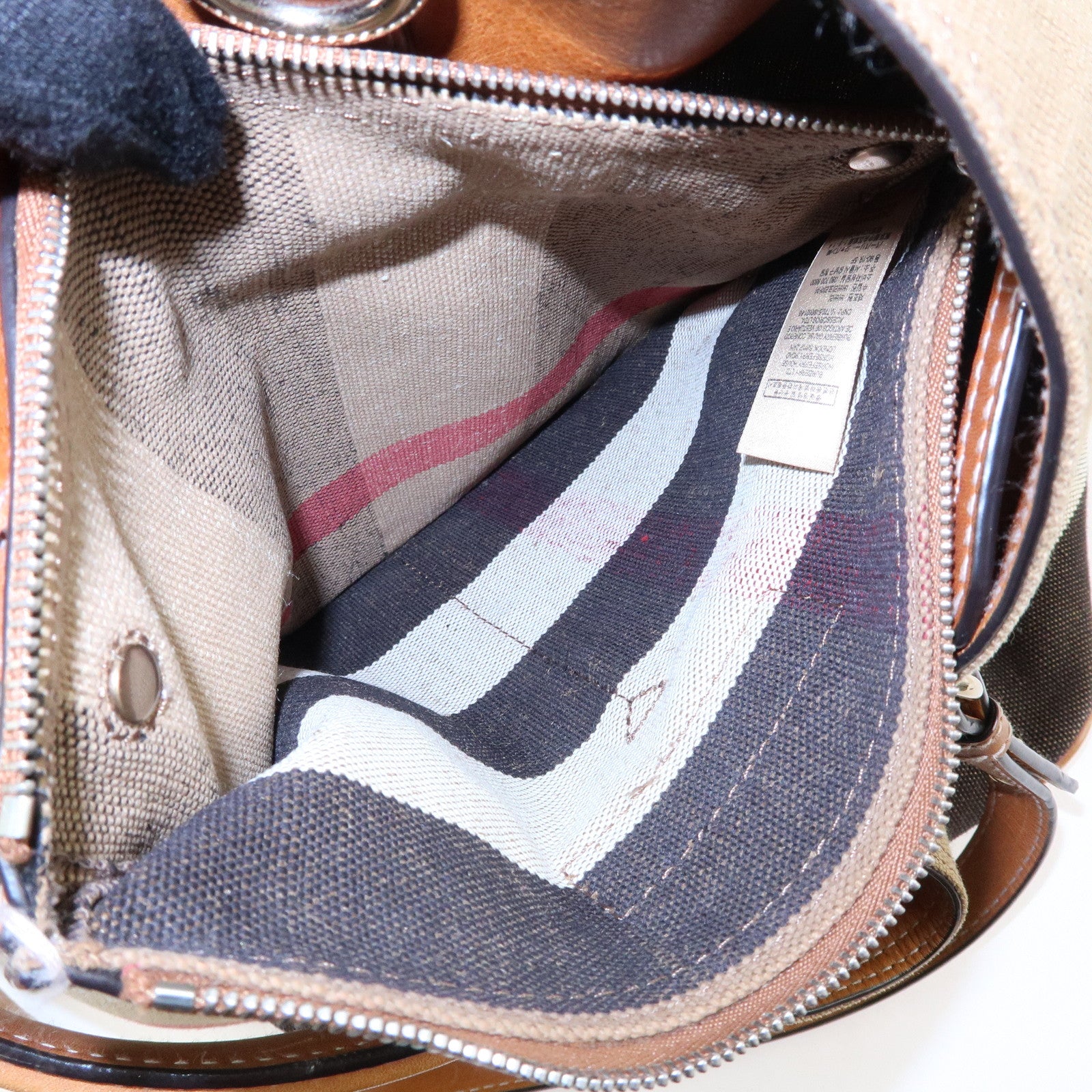 Burberry Nova Plaid Canvas Leather 2Way Shoulder Bag Beige Brown