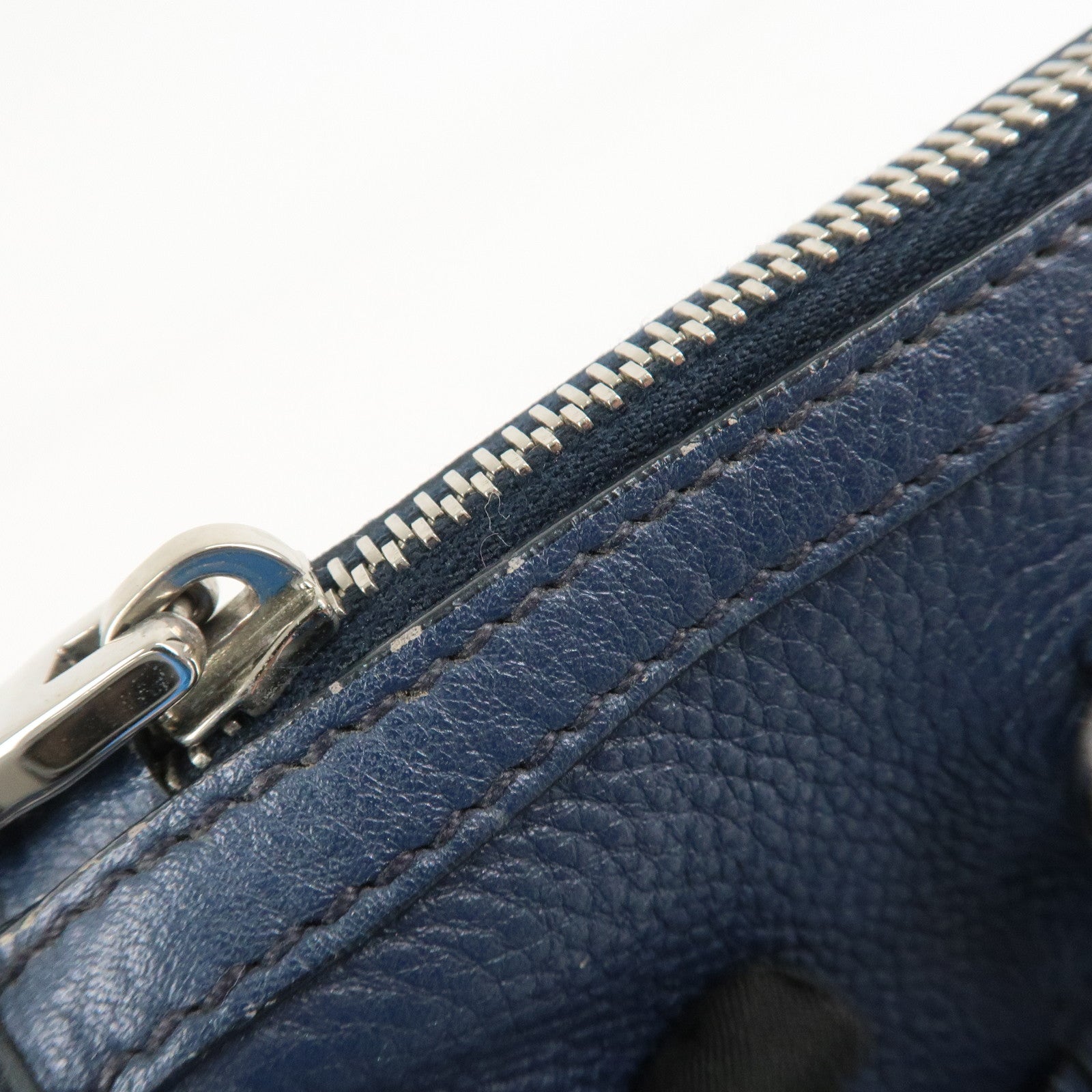 PRADA Logo Leather Vitello Phenix 2WAY Bag Hand Bag Navy 1BB022