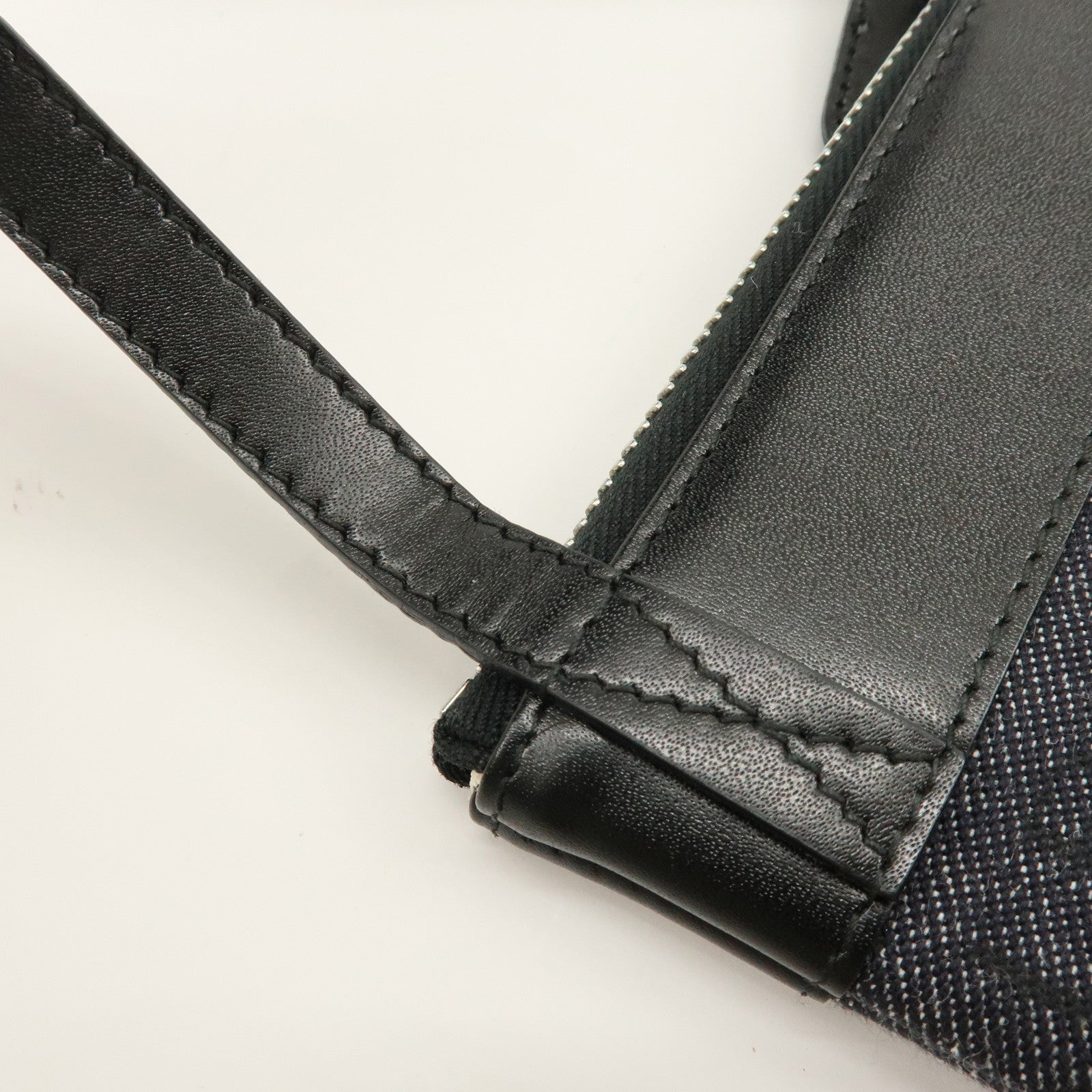 BVLGARI Logo Mania Denim Leather Shoulder Bag Crossbody Bag Black