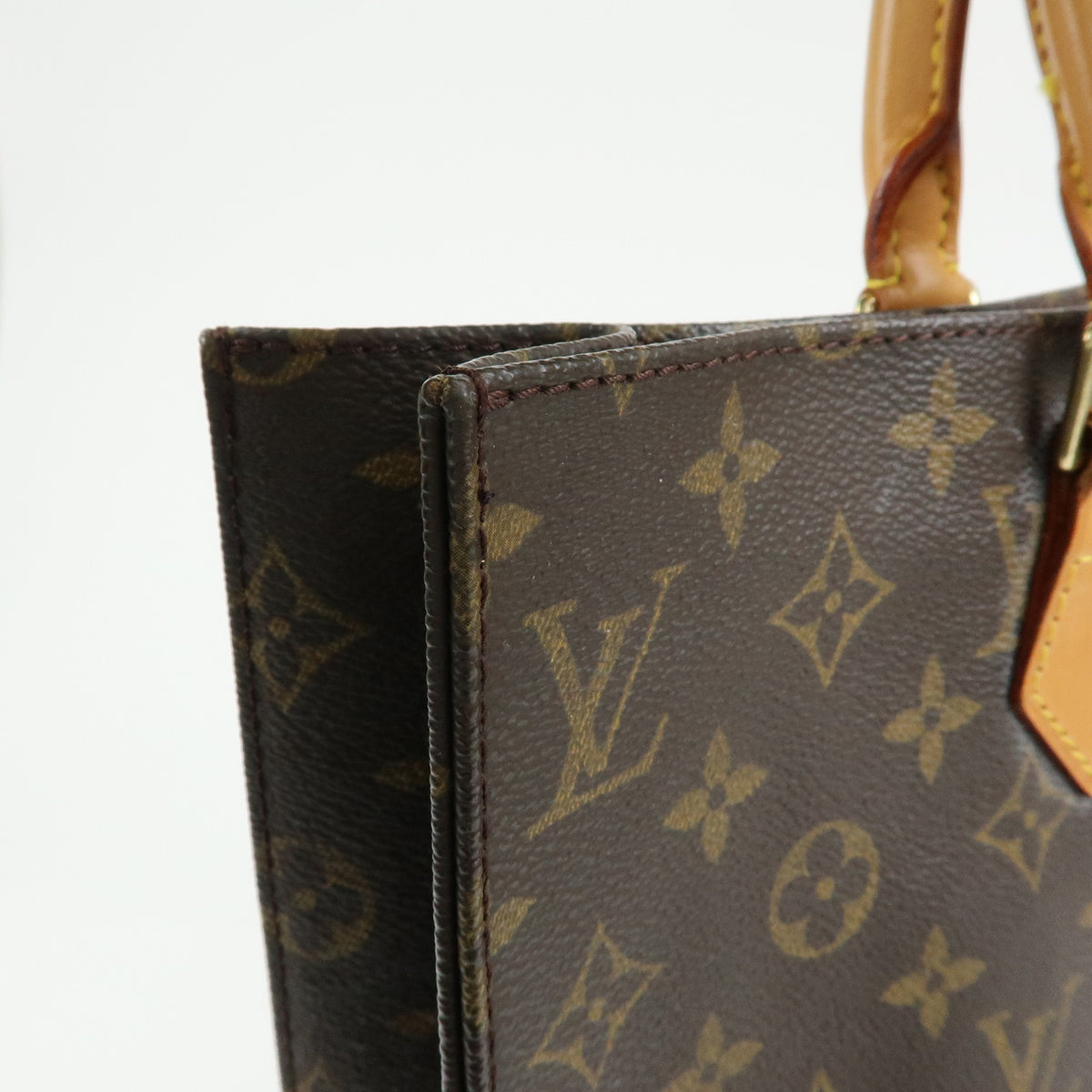 Louis Vuitton Monogram Sac Plat Tote Bag Hand Bag Brown M51140