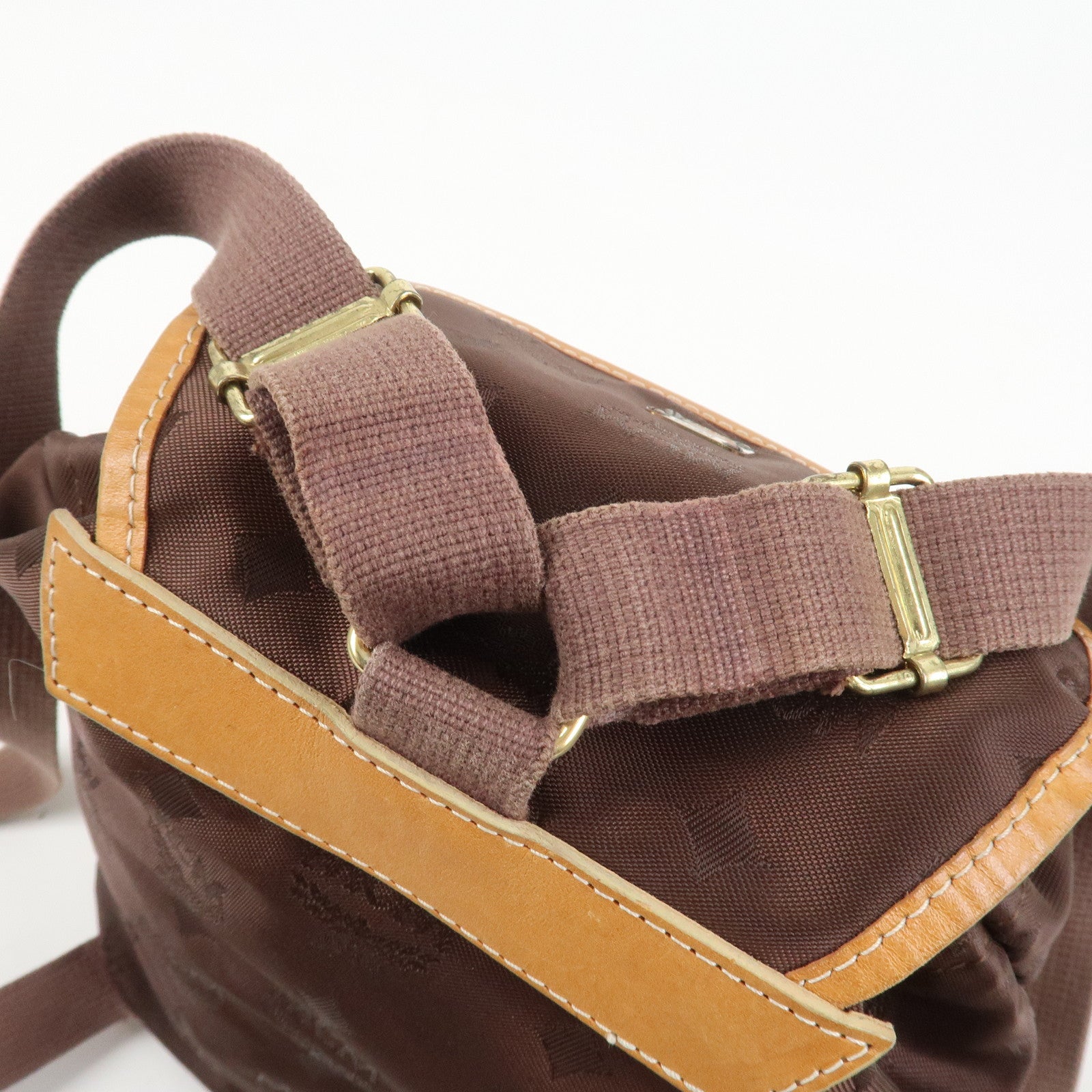 MCM Visetos Nylon Leather Backpack Rucksack Brown