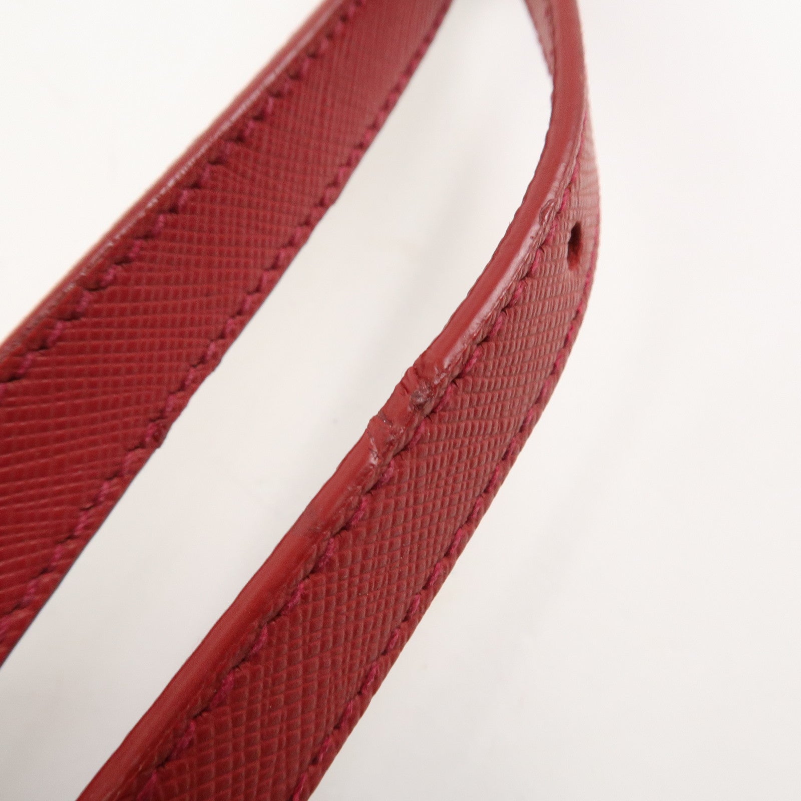 PRADA Triangle Logo Galleria Saffiano Leather 2Way Bag Red BN2274