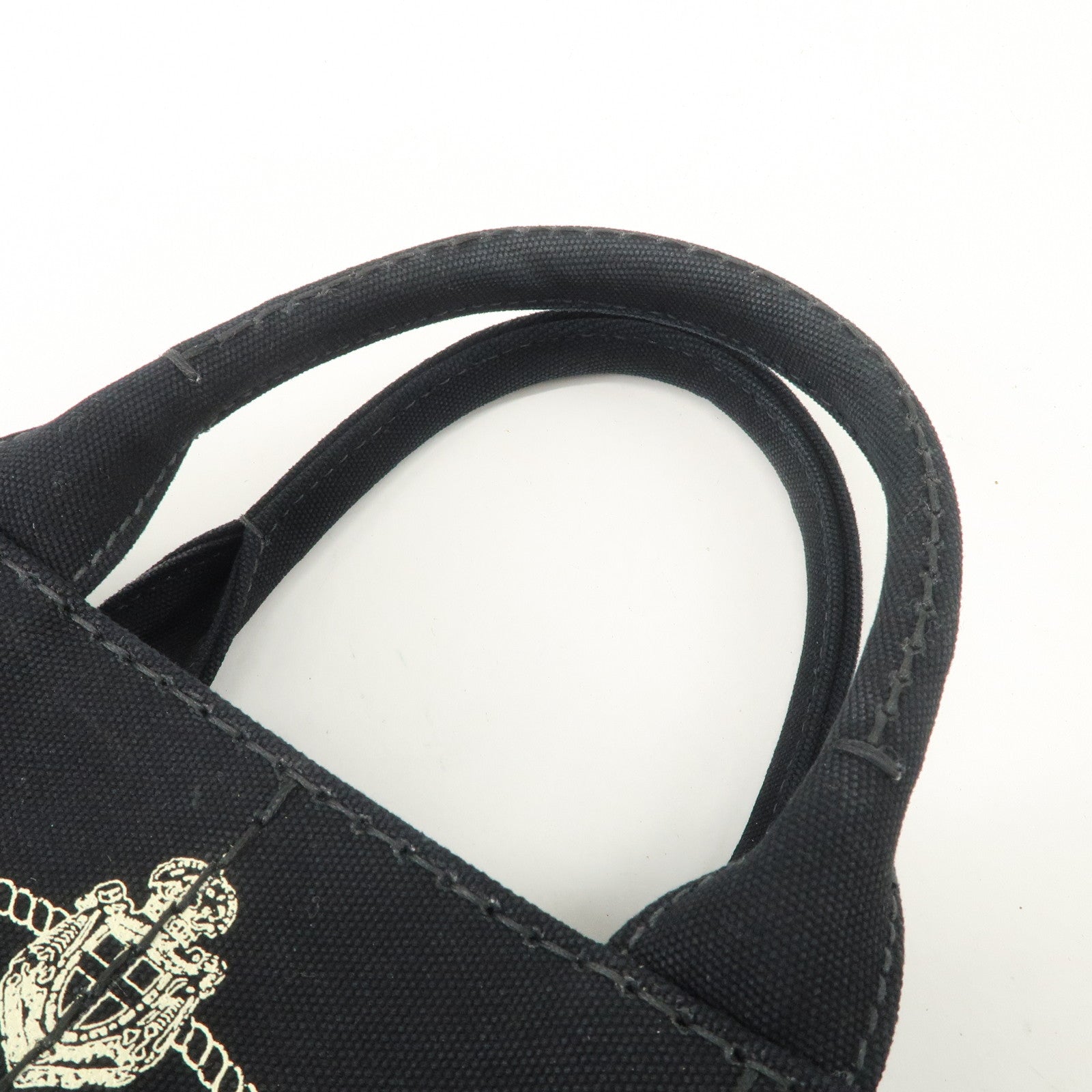 PRADA Canapa Mini Canvas 2Way Hand Bag Tote Bag Black 1BG439 Used