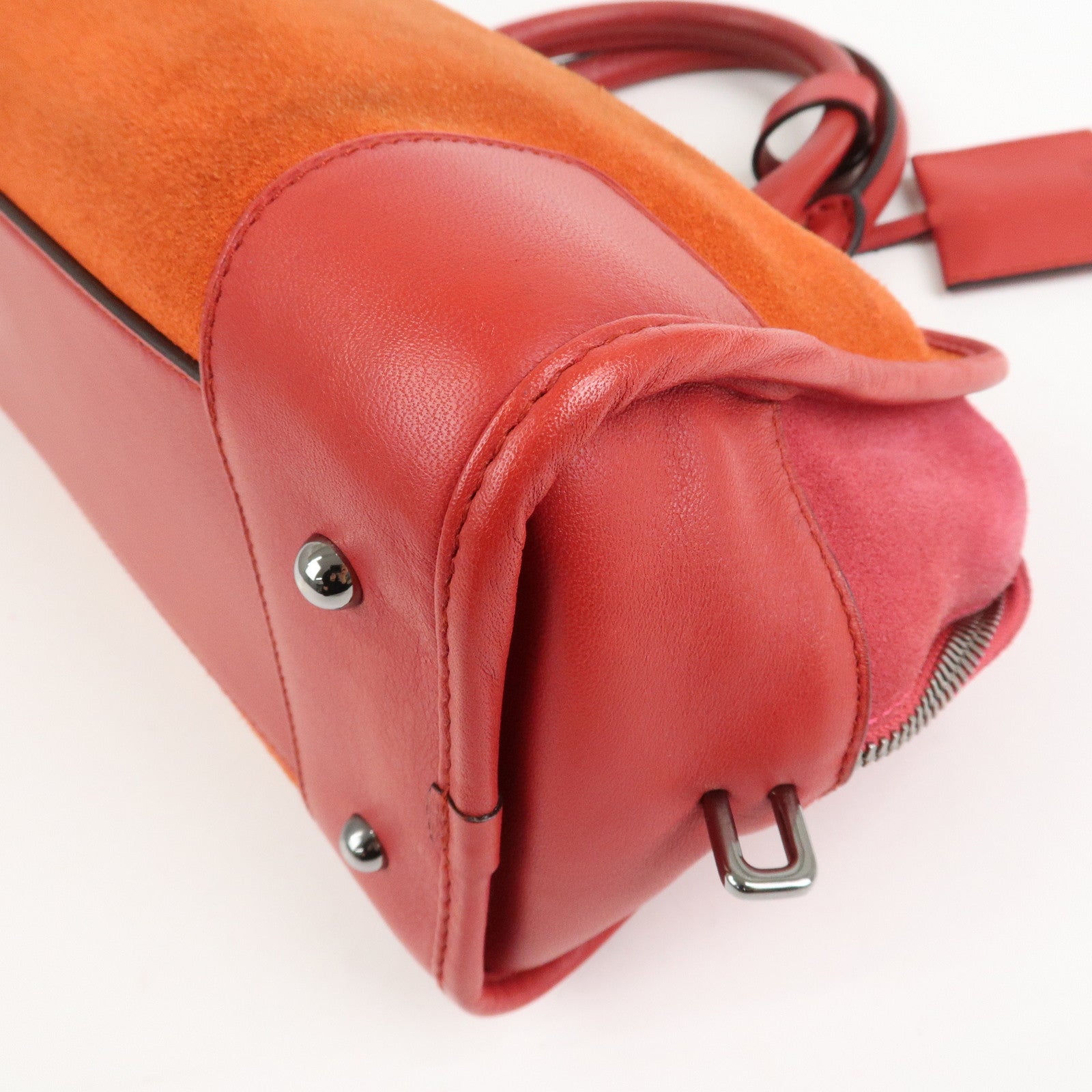 LOEWE Anagram Leather Suede Amazona 28 Hand Bag Orange Red