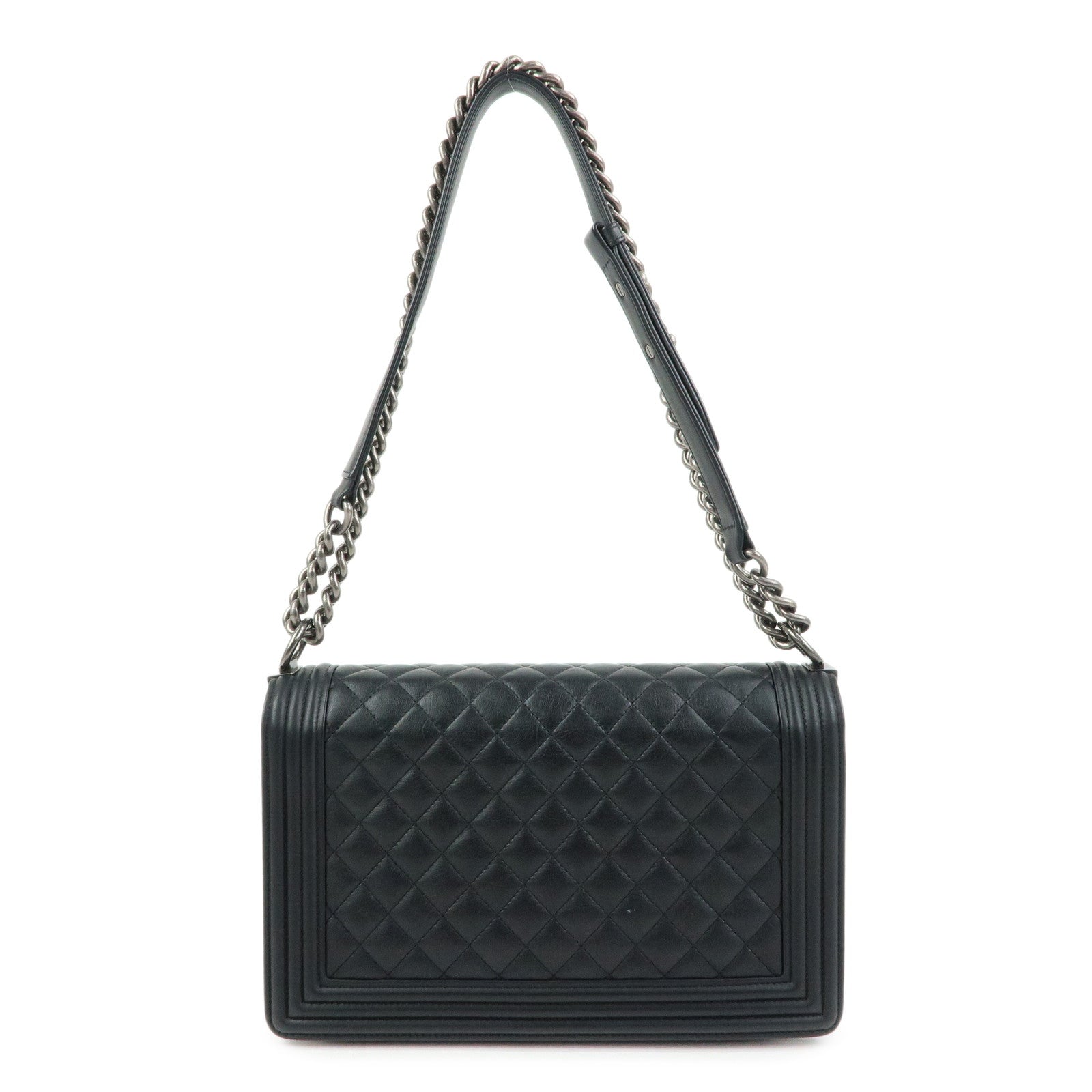 CHANEL Boy CHANEL Lamb Skin Chain Shoulder Bag Crossbody Bag Black