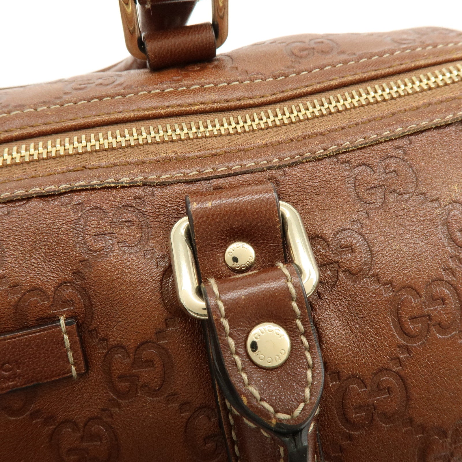 GUCCI Guccissima Leather Boston Bag Hand Bag Brown 193603