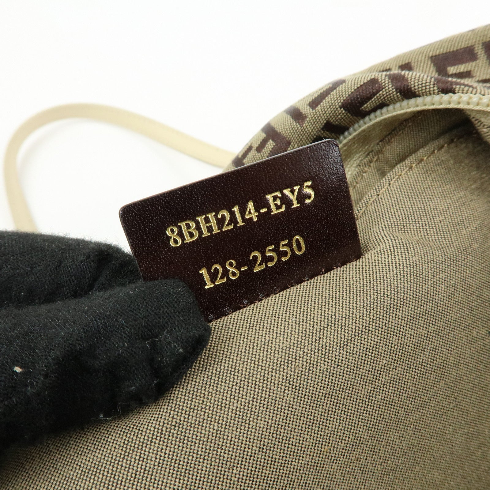 FENDI Zucchino Canvas Leather Tote Bag Hand Bag Brown Ivory 8BH214