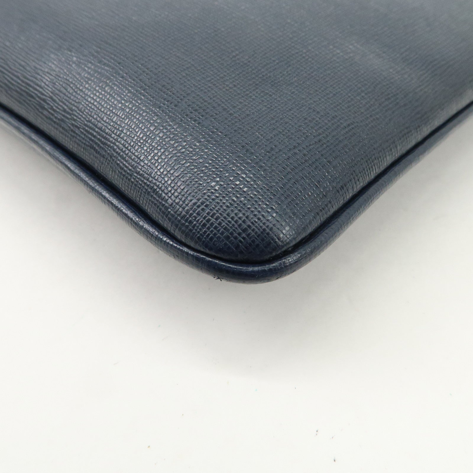 FENDI Logo Leather Shoulder Bag Crossbody Bag Navy 7VA357 Used