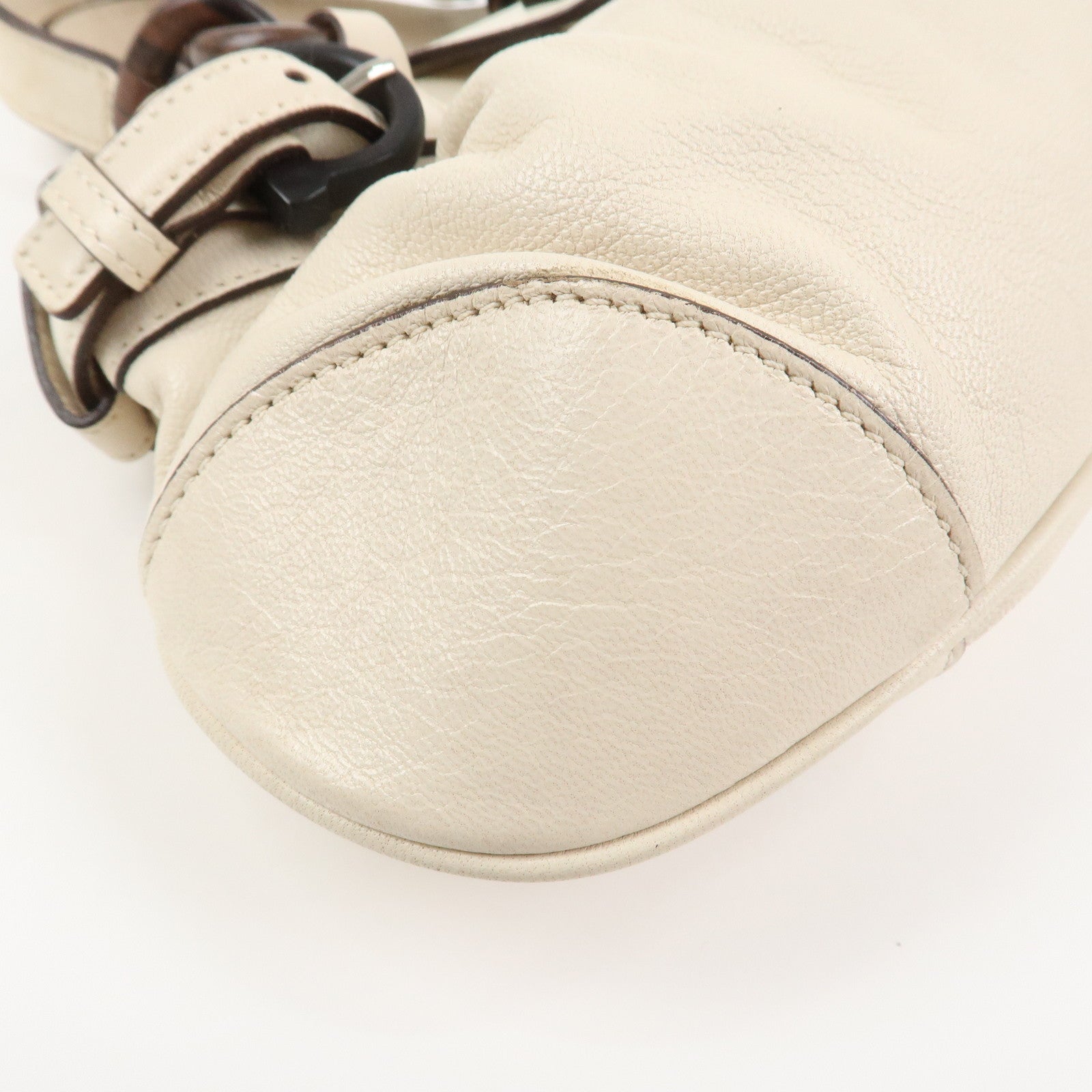 Ferragamo Leather 2 Way Bag Hand Bag Shoulder Bag Ivory