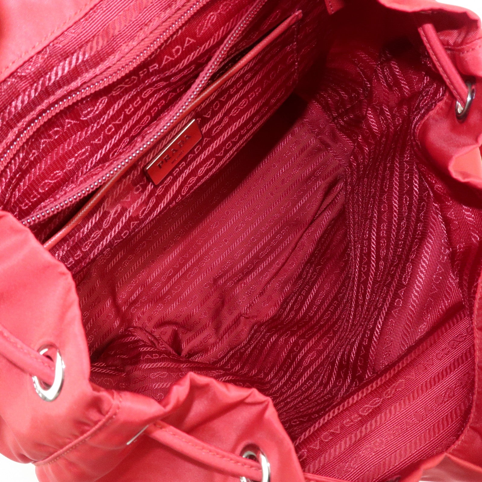PRADA Triangle Logo Nylon Leather Backpack Ruck Sack Pink B6677 Used