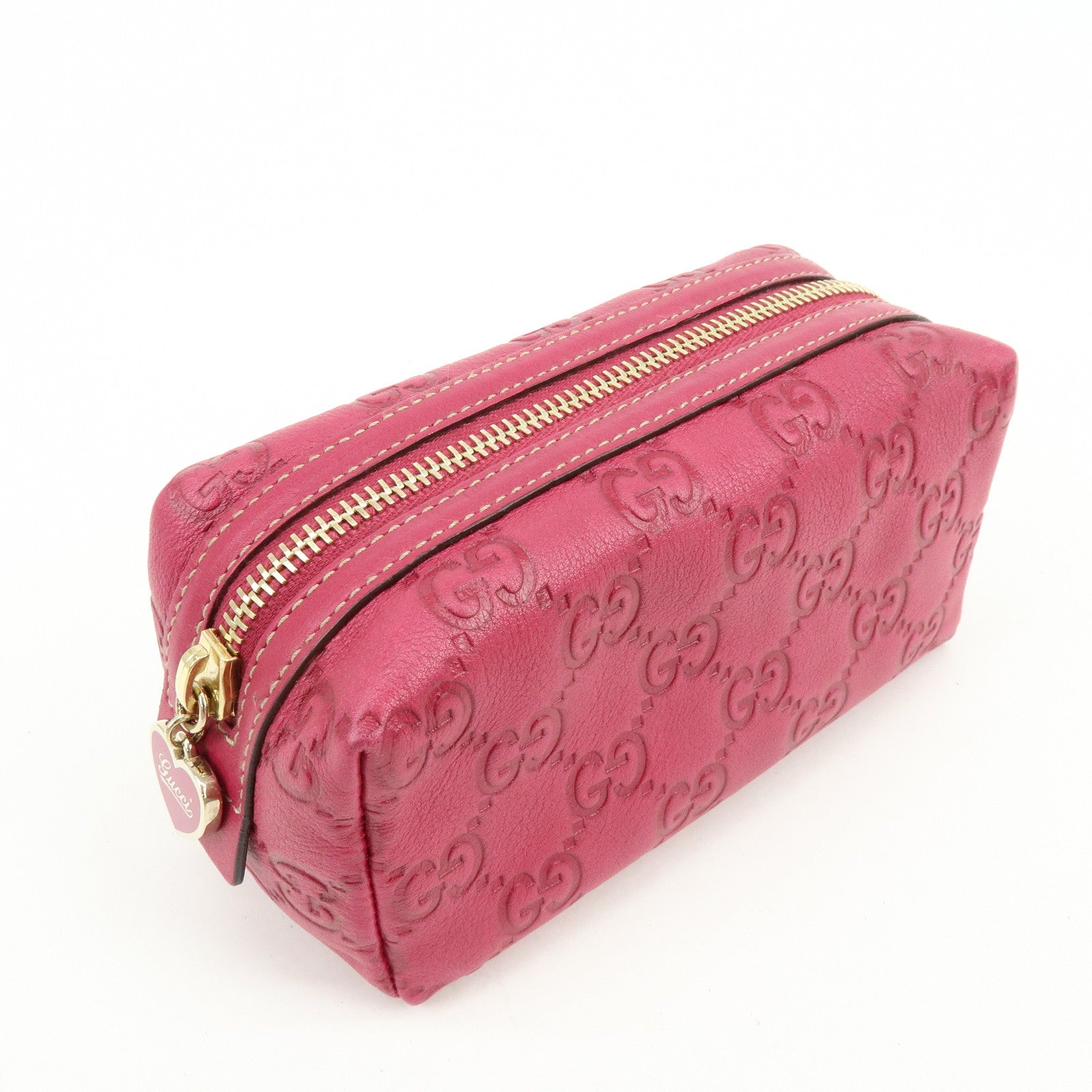 GUCCI Guccissima Leather Pouch Cosmetic Pouch Purse Pink 153228