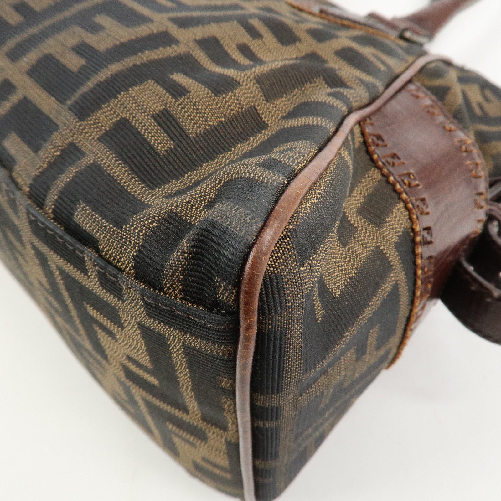 FENDI Ethnico Zucca Canvas Leather Tote Bag Shoulder Bag 8BN157