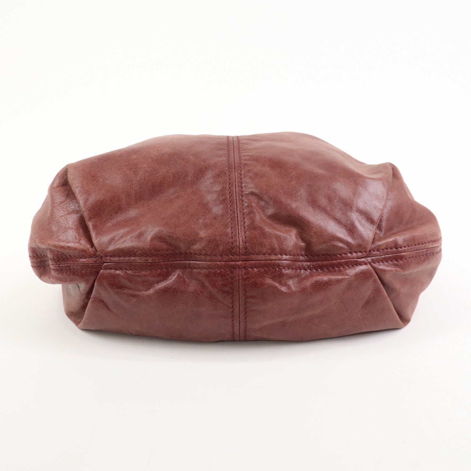 MIU MIU Logo Leather 2Way Bag Hand Bag Shoulder Bag Bordeaux