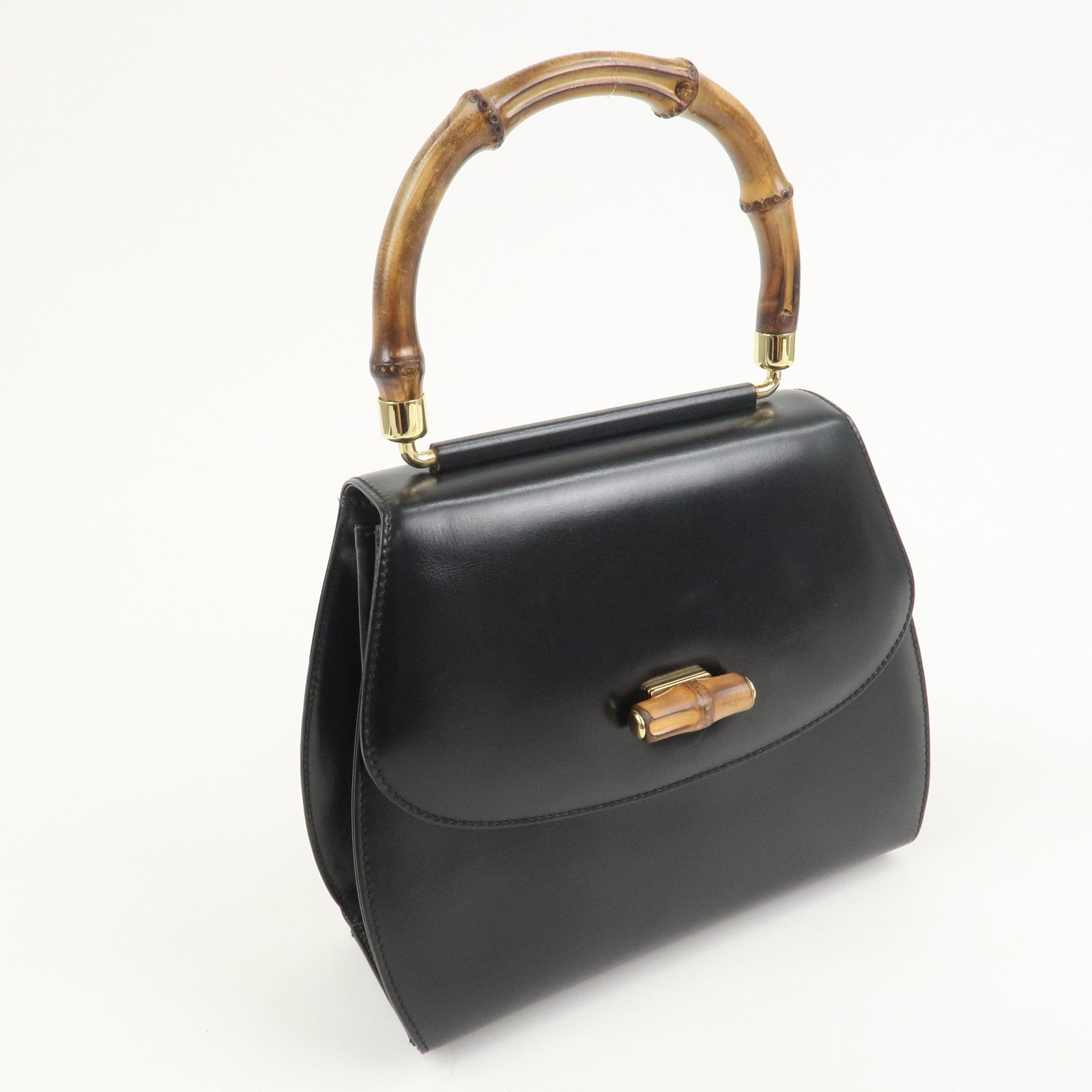 GUCCI Bamboo Leather 2Way Bag Hand Bag Shoulder Bag 000・46・0266