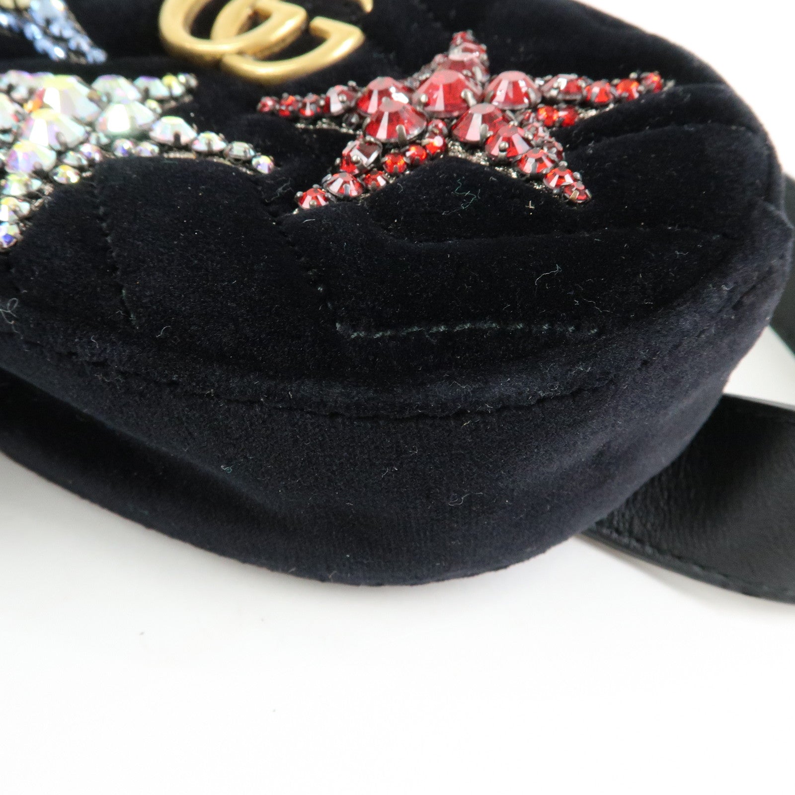 GUCCI Velvet Leather Star Bijou Motif Waist Pouch Body Bag 476434
