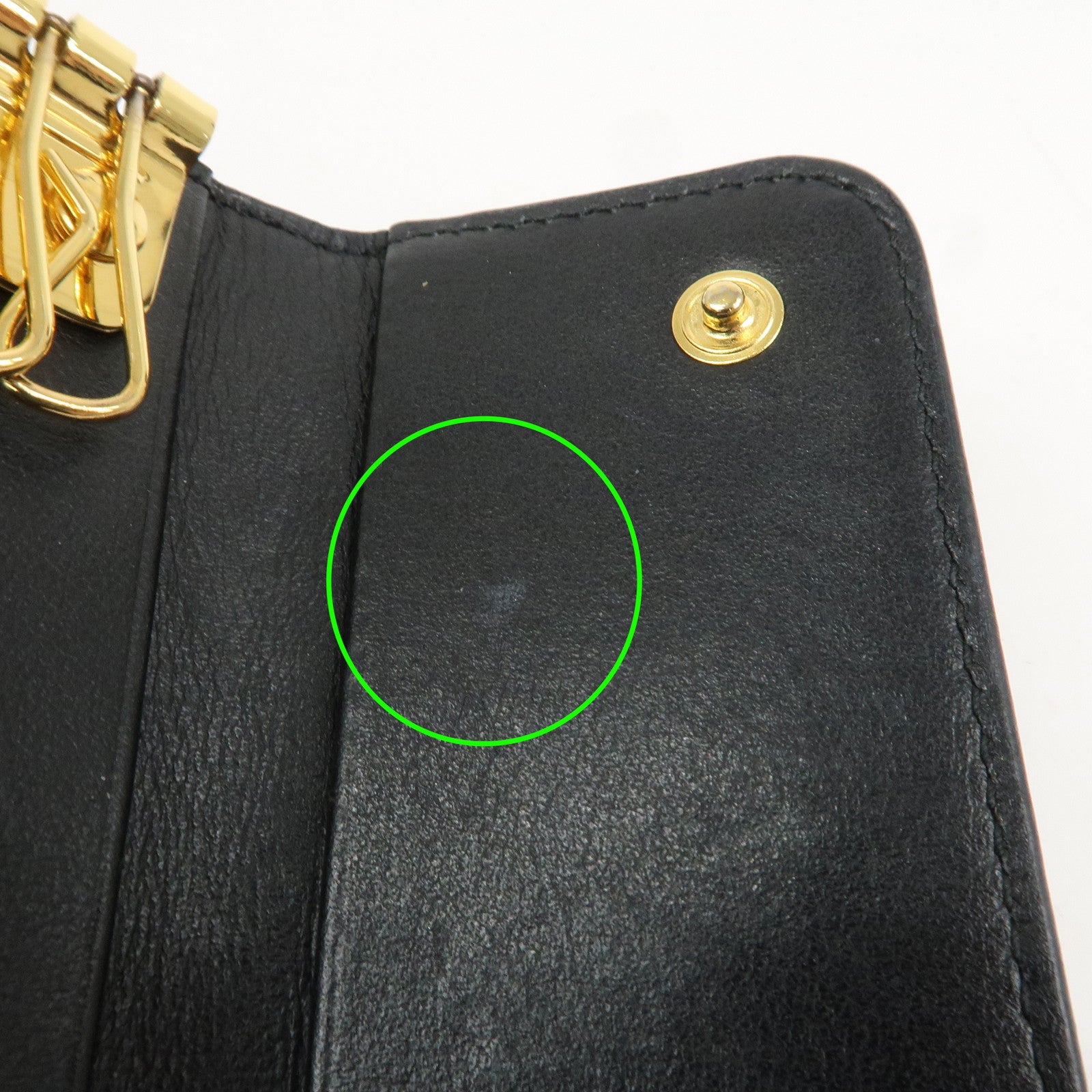 PRADA Triangle Logo Leather 6 Rings Key Case Black 1PG222