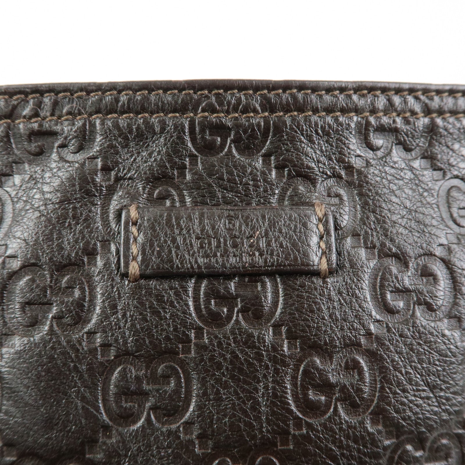GUCCI Guccissima Leather Shoulder Bag Crossbody Bag Dark Brown