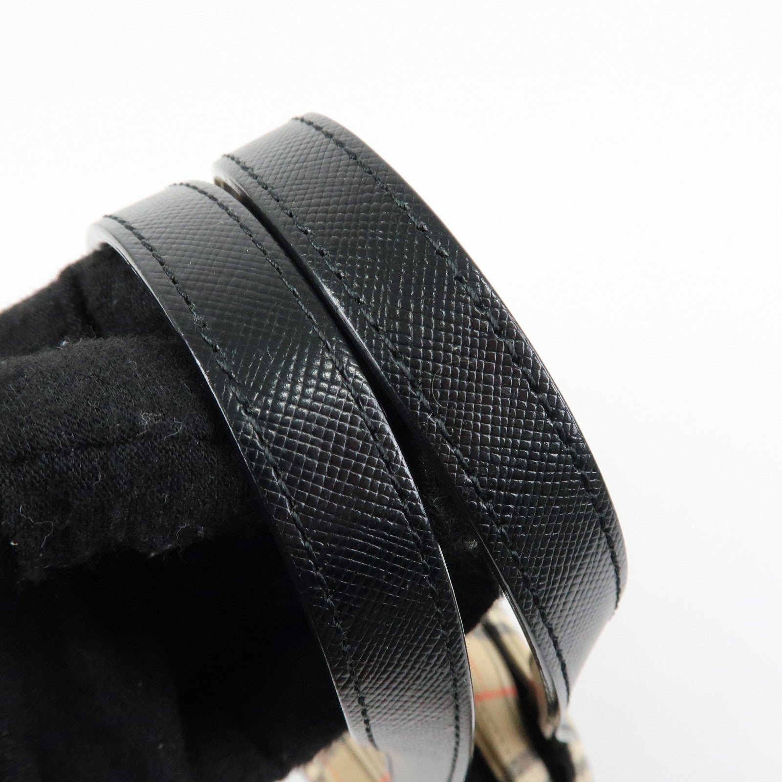 BURBERRY Nova Plaid Canvas Leather Hand Bag Tote Bag Beige Black