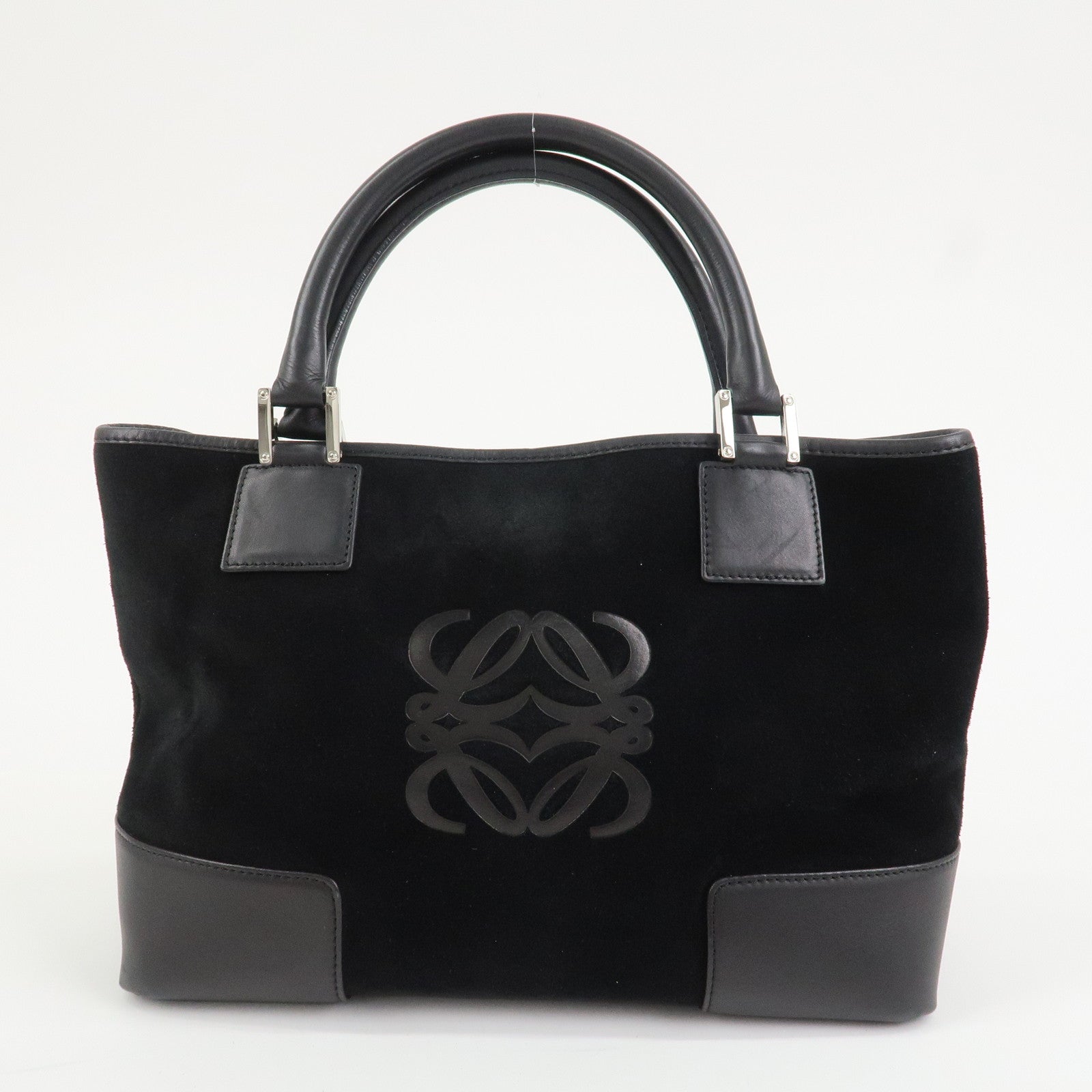 LOEWE Anagram Leather 2WAY Bag Shoulder Bag Hand Bag Black