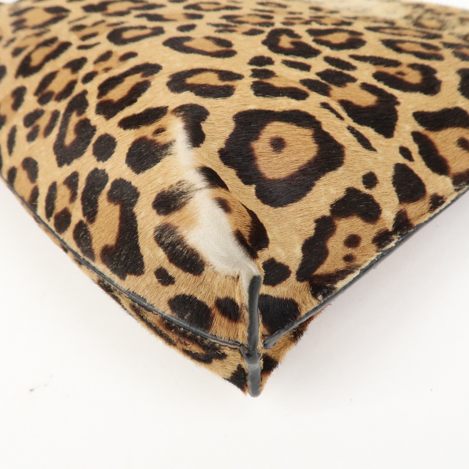 LOEWE Anagram Logo Unborn Calf Leather Clutch Bag Pouch Leopard