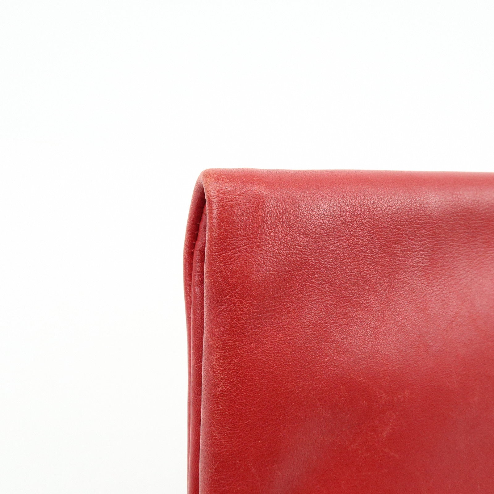 SAINT LAURENT PARIS Leather Clutch Bag Flat Pouch Red 328198
