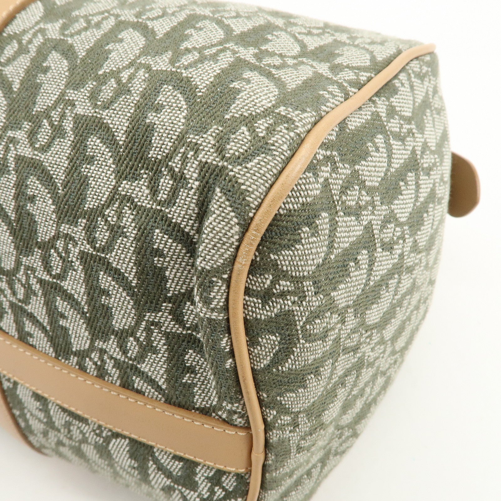 Christian Dior Trotter Canvas Leather Boston Bag Hand Bag Khaki