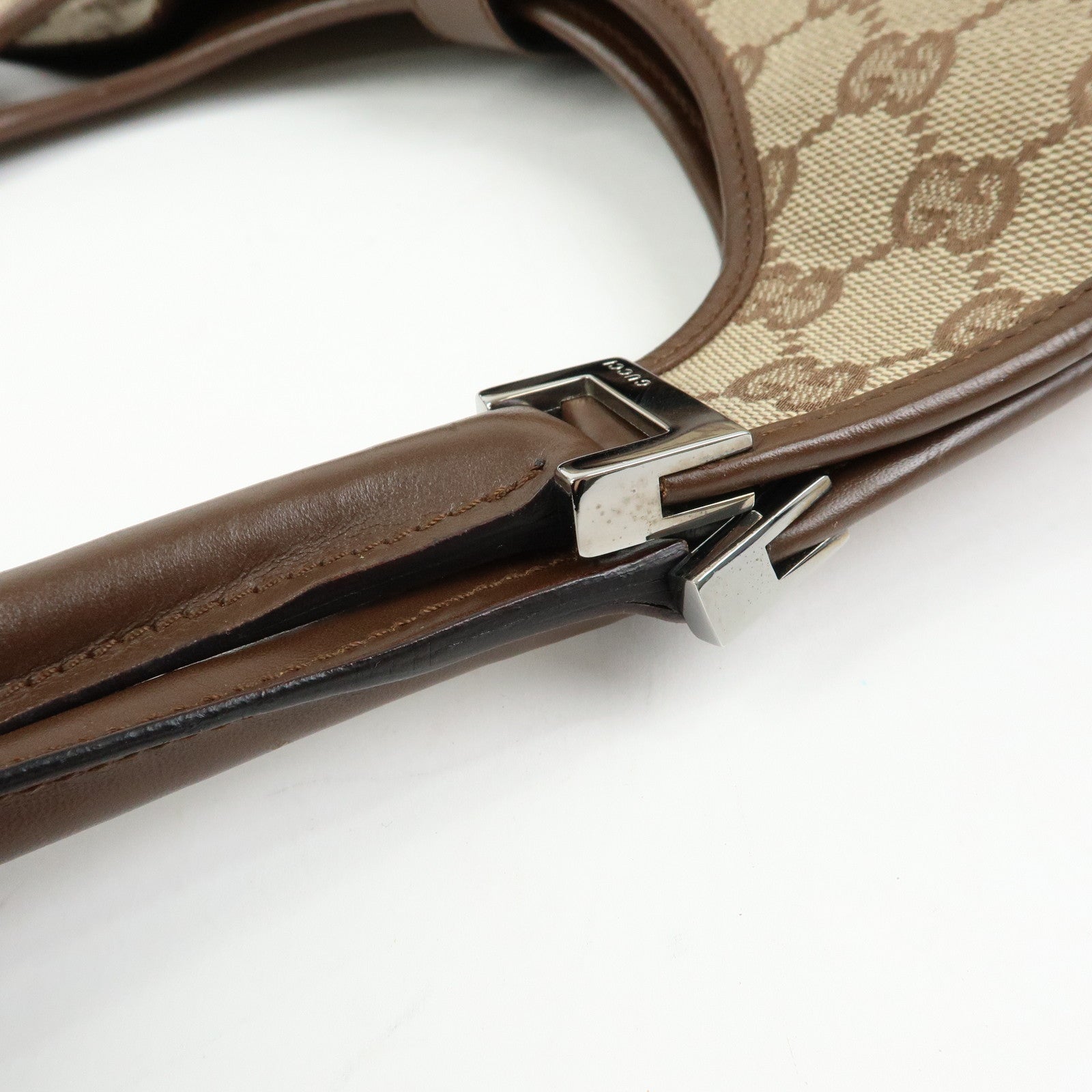 GUCCI Jackie GG Canvas Leather Shoulder Bag Beige Brown 01719