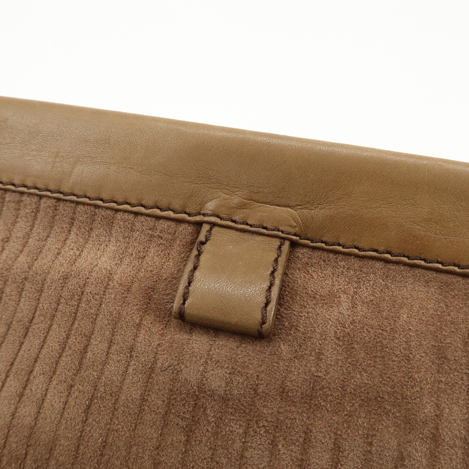 LOEWE Anagram Logo Suede Leather Clutch Bag Pouch Brown