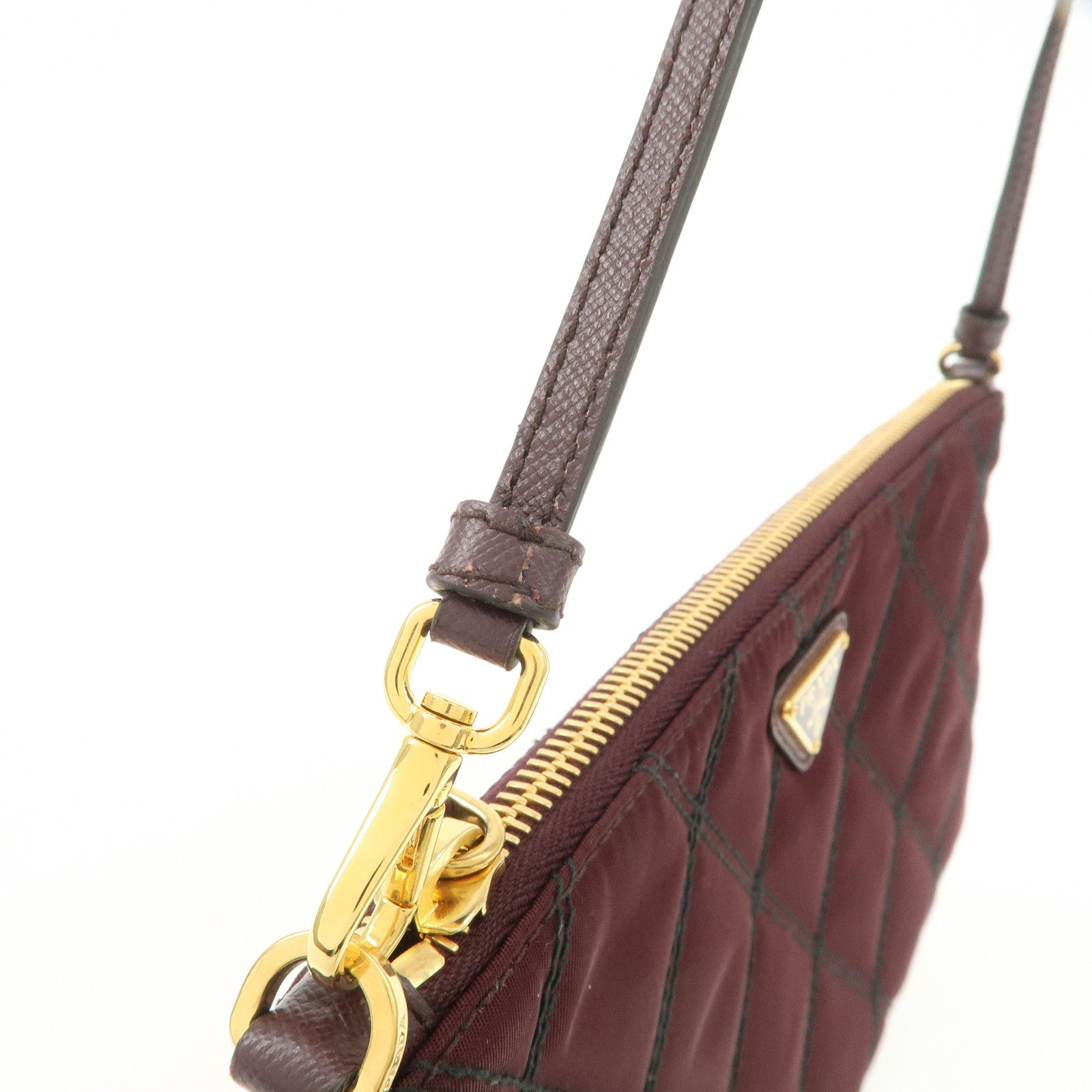 PRADA Logo TESSUTO IMPUNTU Nylon Leather Hand Bag Bordeaux 1NH545