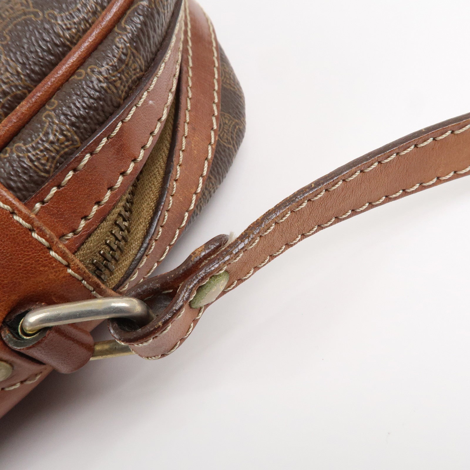 CELINE Macadam PVC Leather Shoulder Bag Brown Gold HDW