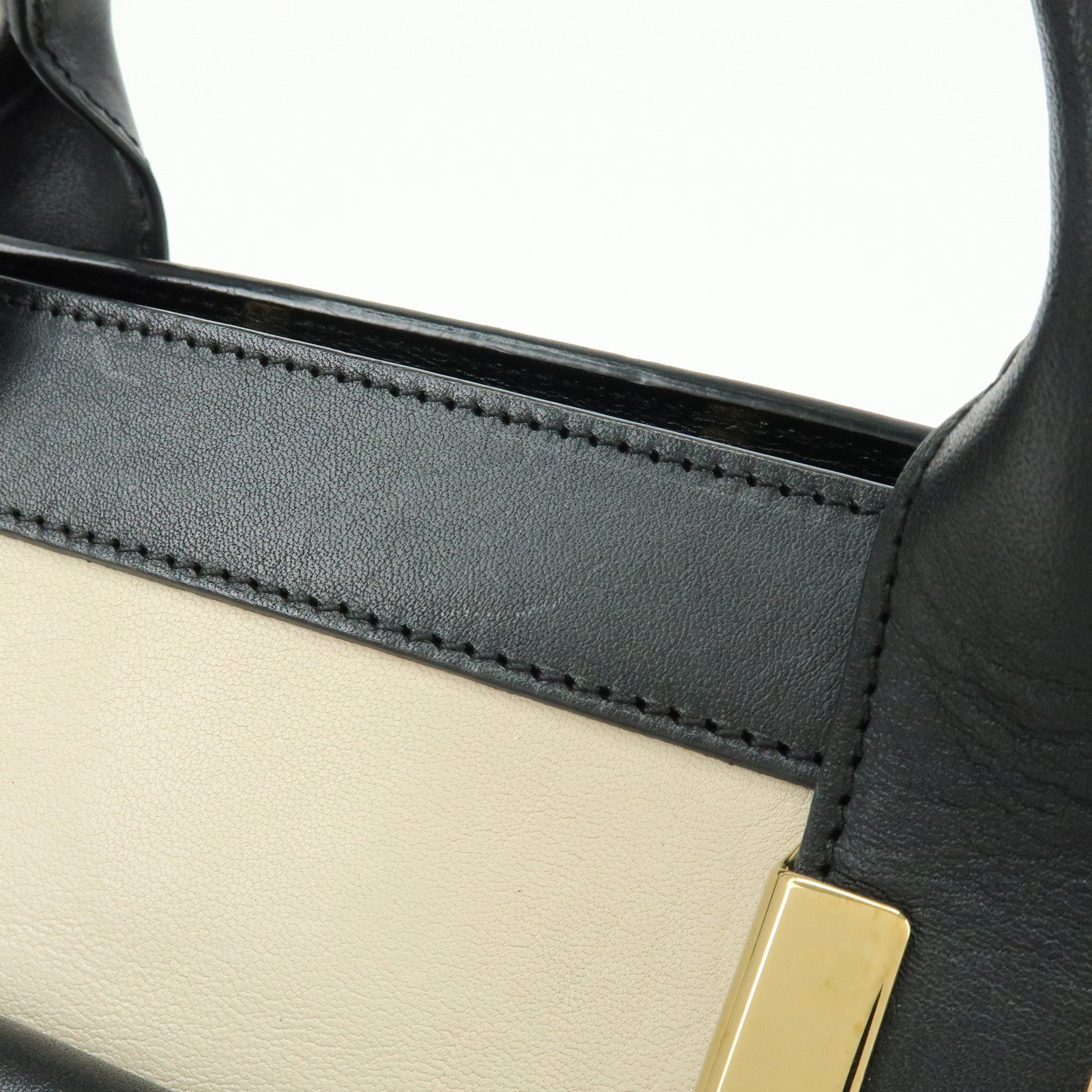 Chloe Alice Leather 2Way Bag Hand Bag Shoulder Bag Ivory Black