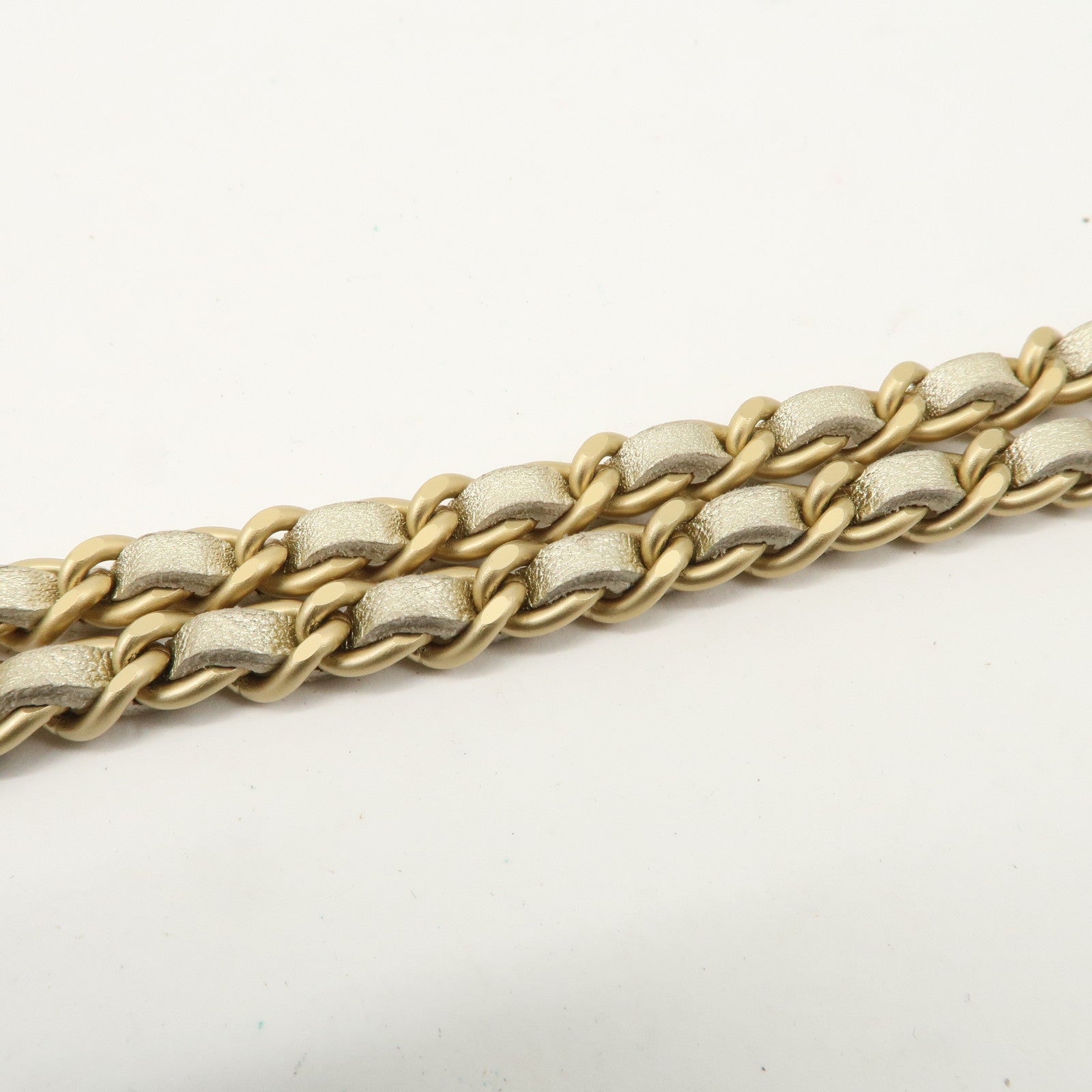 Chanel New Travel Line Nylon Jacquard Leather Chain Wallet Gold A15772 Used