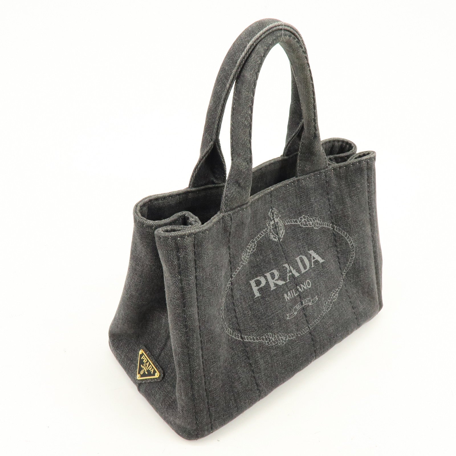 PRADA Canapa Canvas 2Way Bag Hand Bag Shoulder Bag Black
