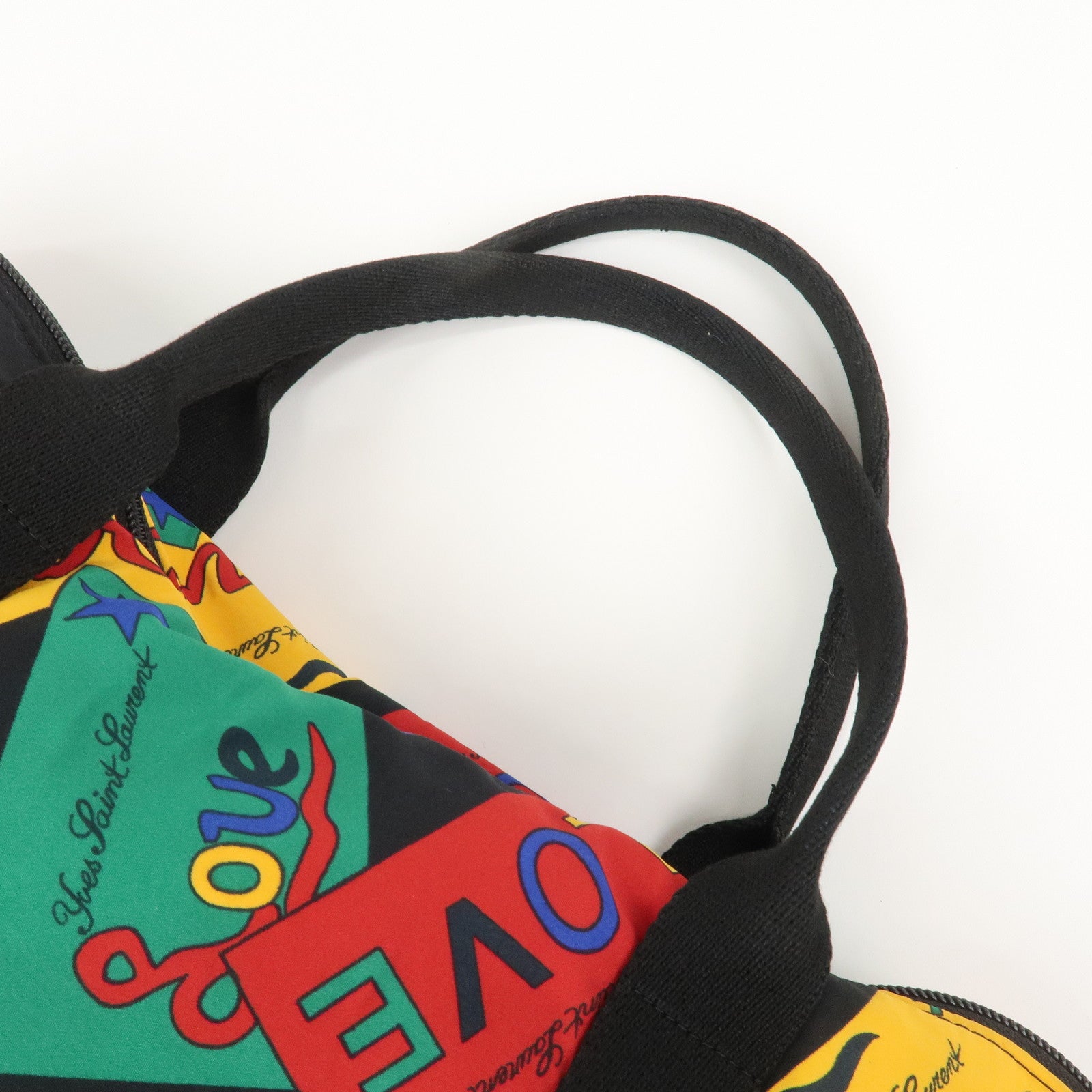 SAINT LAURENT Logo Nylon Black Hand Bag Multicolor