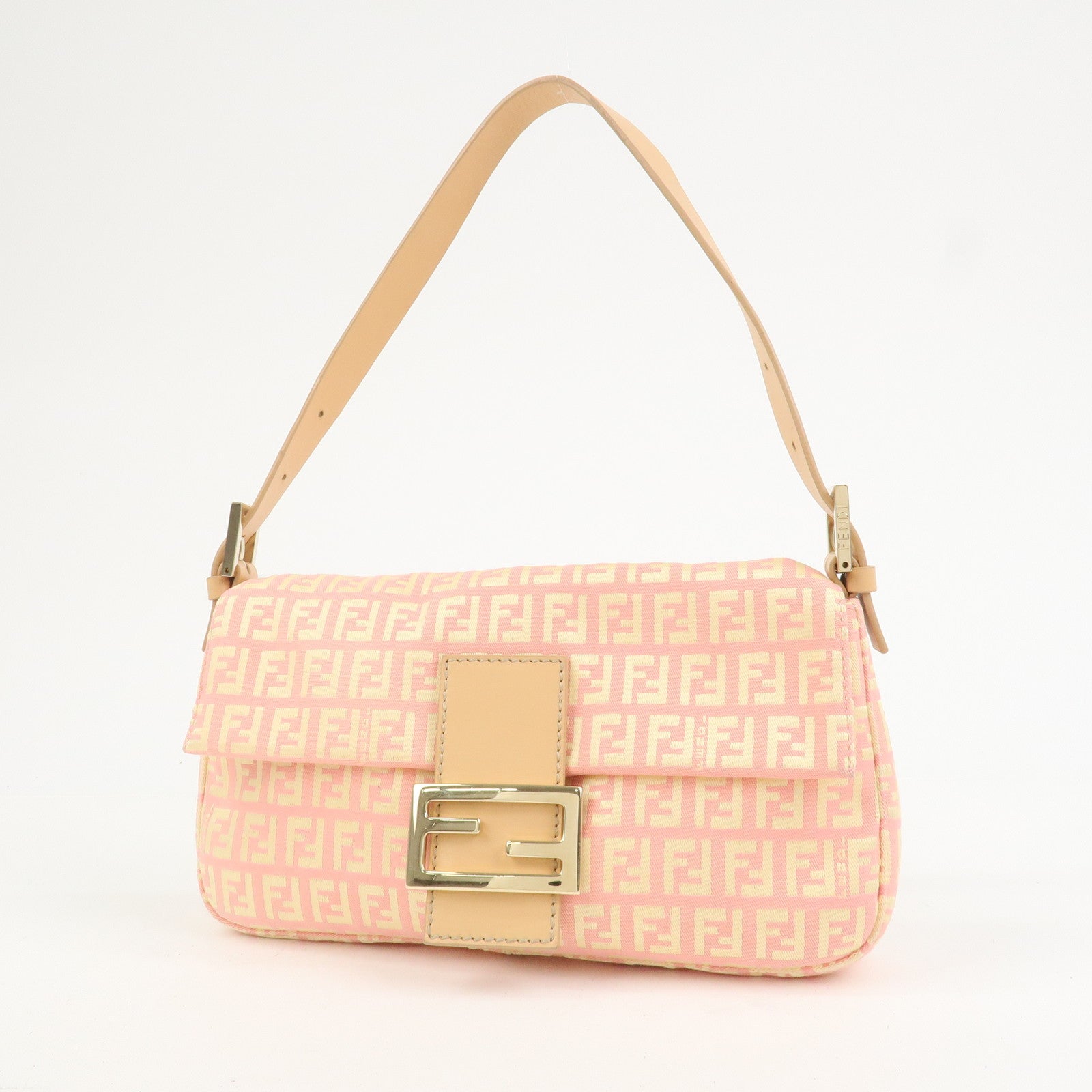 FENDI Mamma Baguette Zucchino Canva Leather Shoulder Bag 8BR000