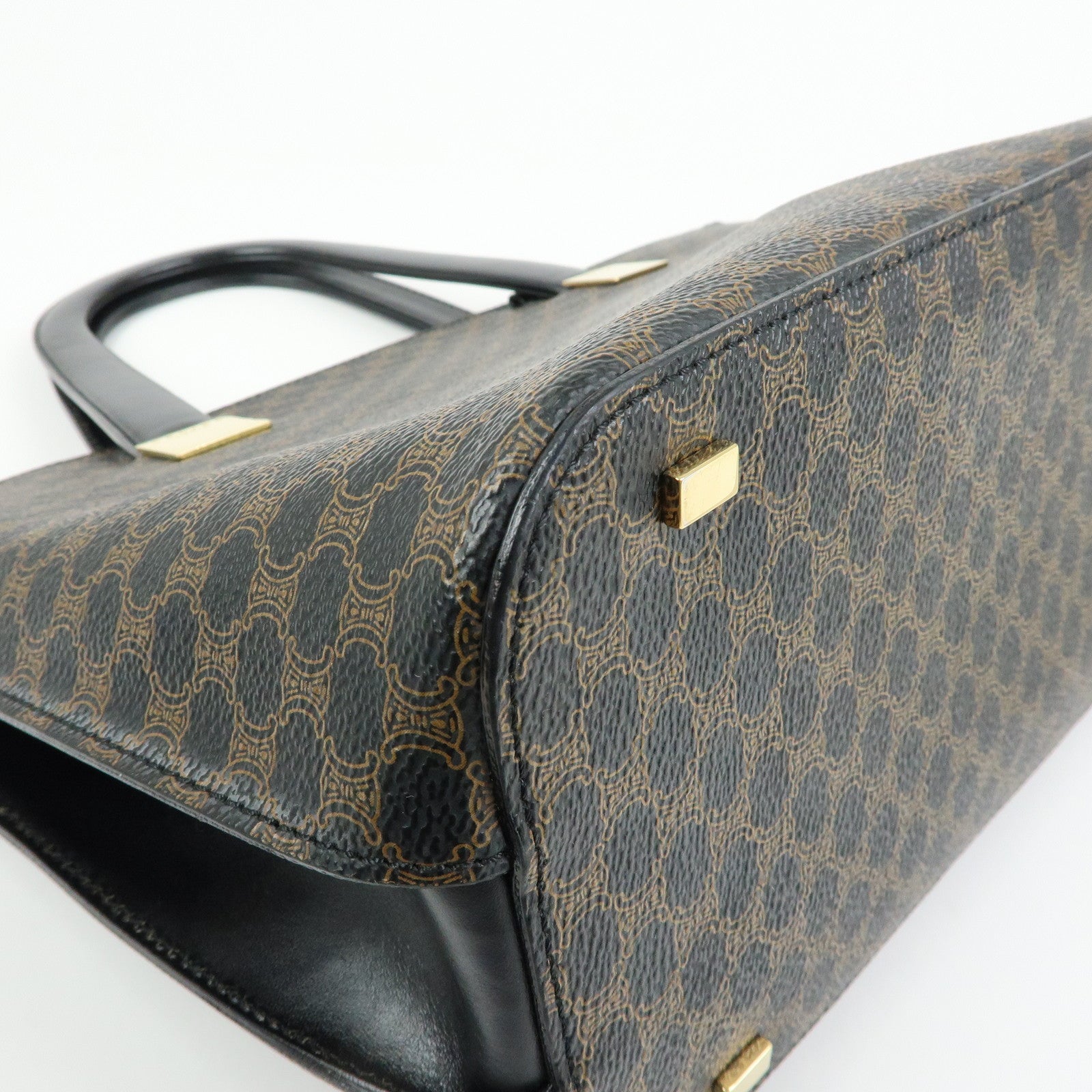 CELINE Macadam PVC Leather 2Way Bag Hand Bag Shoulder Bag Brown