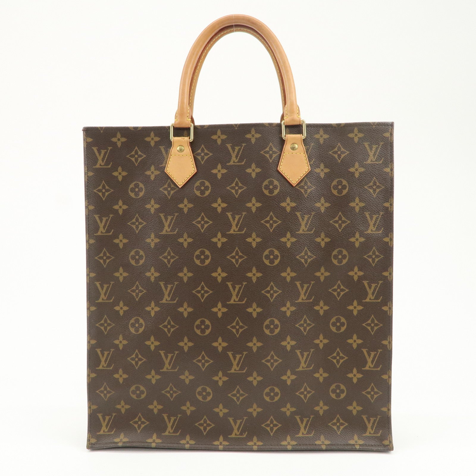 Louis Vuitton Monogram Sac Plat Tote Bag Hand Bag Brown M51140