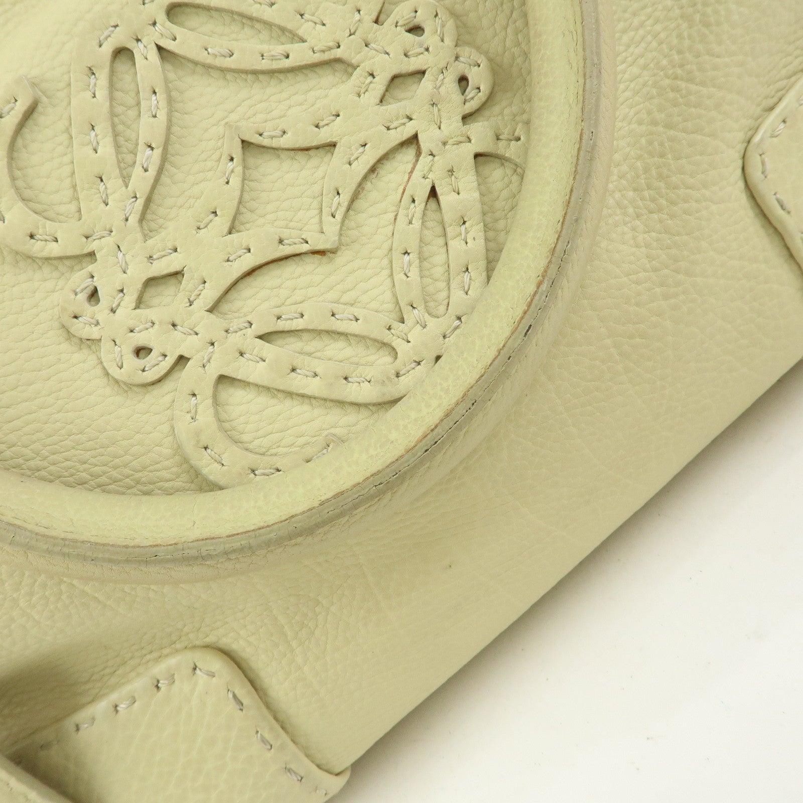 LOEWE Anagram Leather Tote Bag Hand Bag Ivory