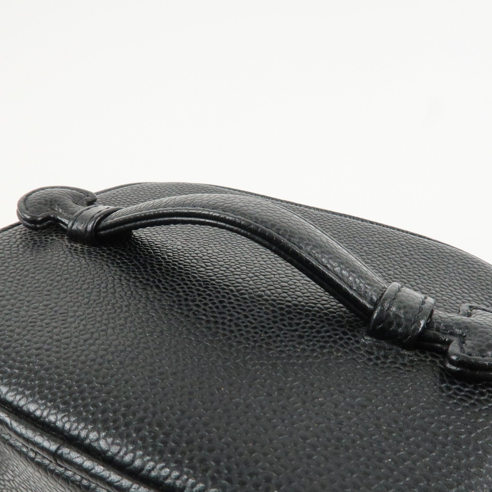 CHANEL COCO Mark Caviaskin Vanity Bag Makeup Bag Hand Bag A01998