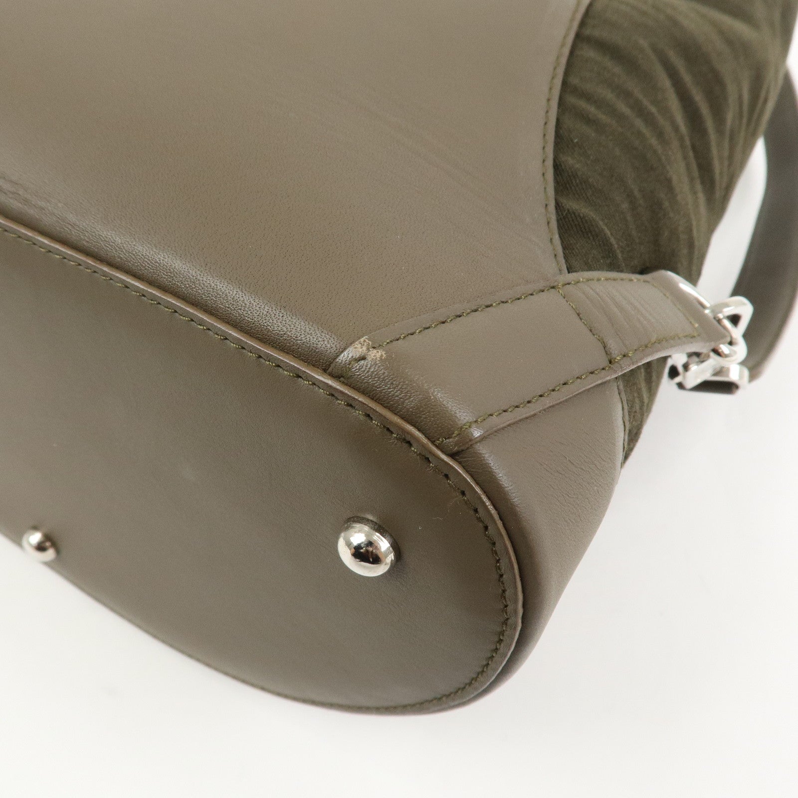 LOEWE Anagram Canvas Leather Backpack Rucksuck Khaki Brown