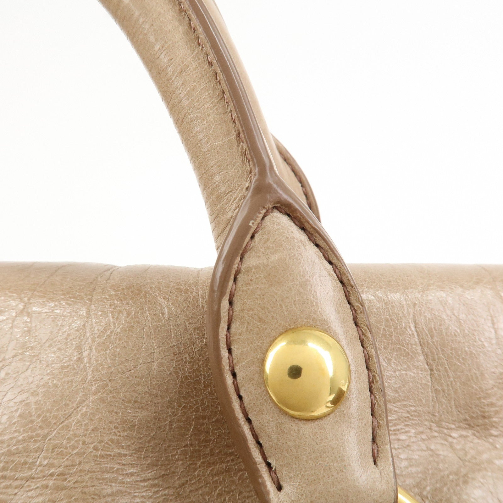 MIU MIU Ribbon Leather 2Way Bag Shoulder Bag Hand Bag Brown RT0365